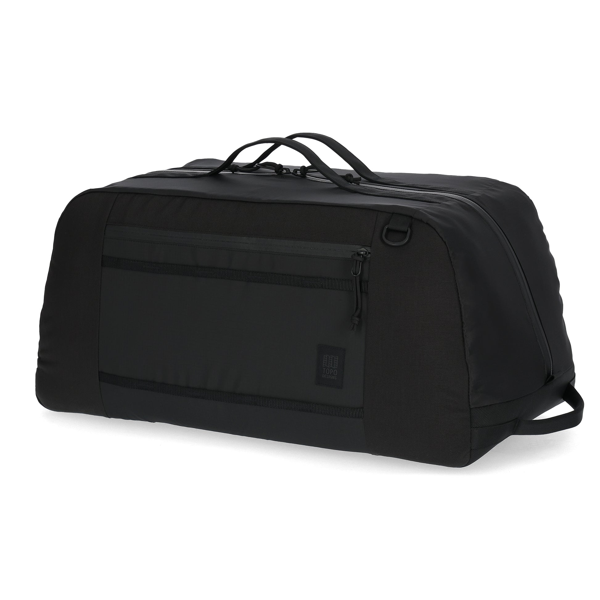 Front View of Topo Designs Mountain Duffel 70L in "Black / Black"