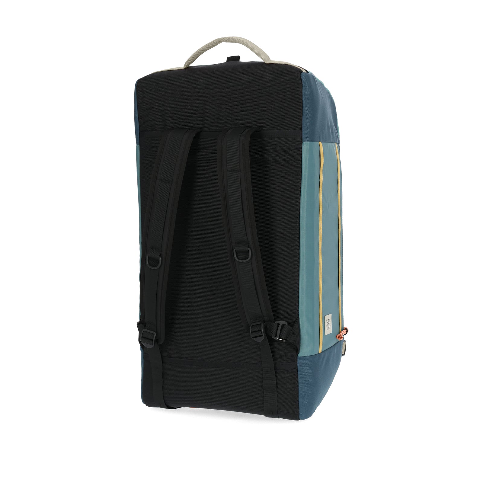 Back View of Topo Designs Mountain Duffel 70L in "Geode Green / Sea Pine"