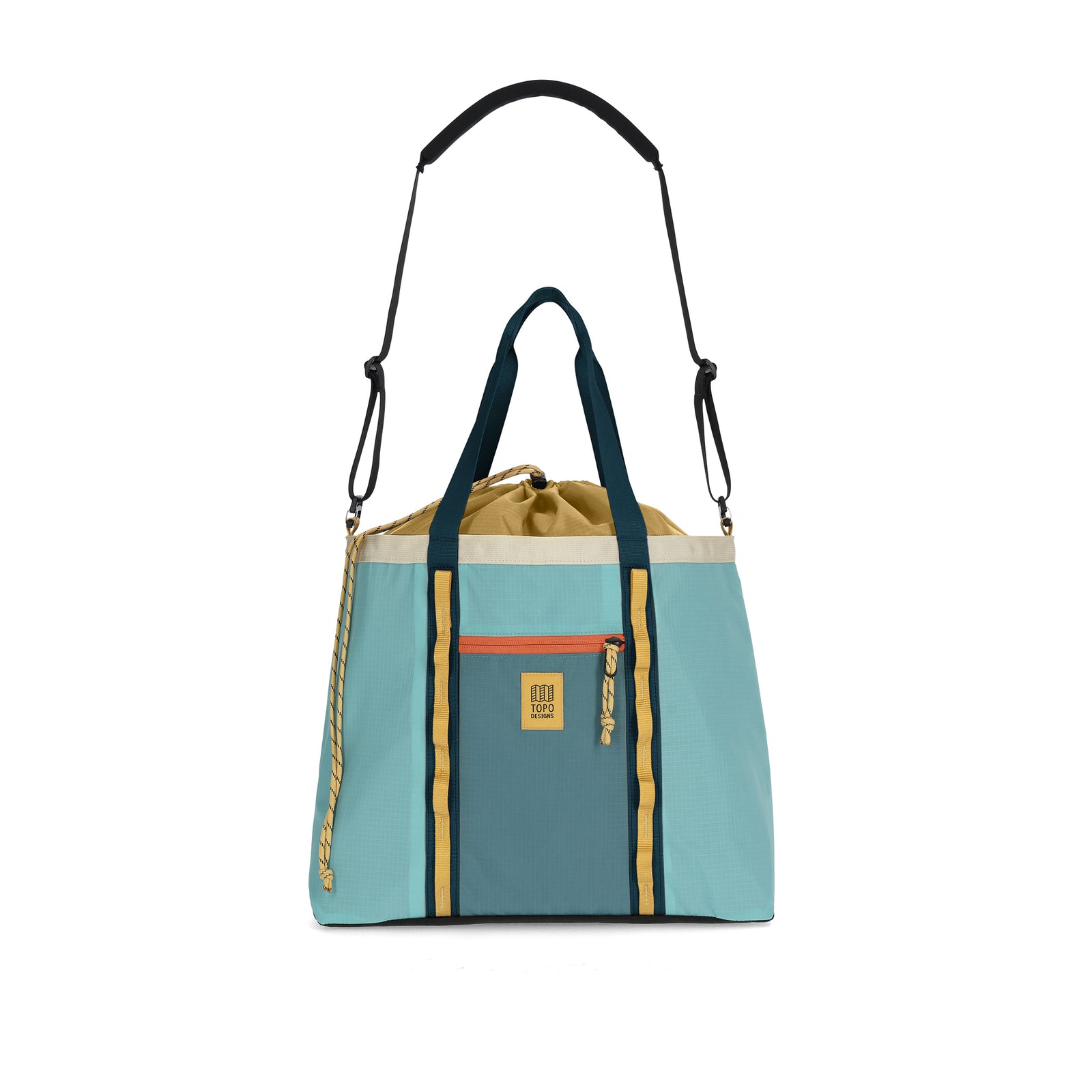Front View of Topo Designs Mountain Utility Tote in "Geode Green / Sea Pine"