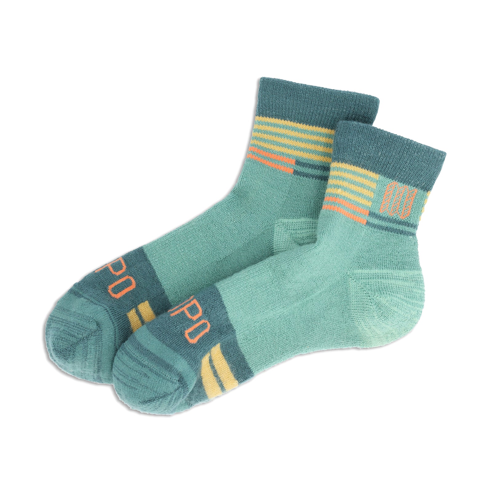 Front View of Topo Designs Mountain Trail Sock in "Geode Green / Sea Pine"