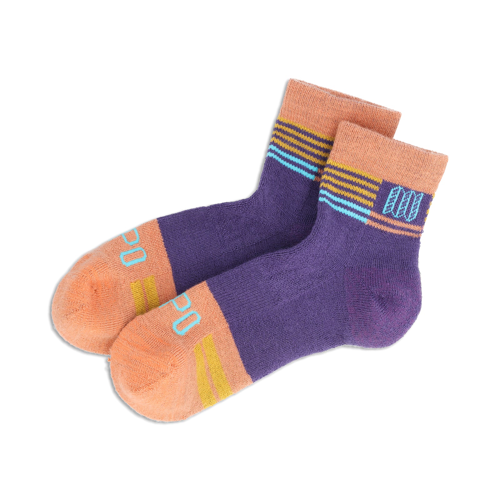 Front View of Topo Designs Mountain Trail Sock in "Loganberry / Coral"