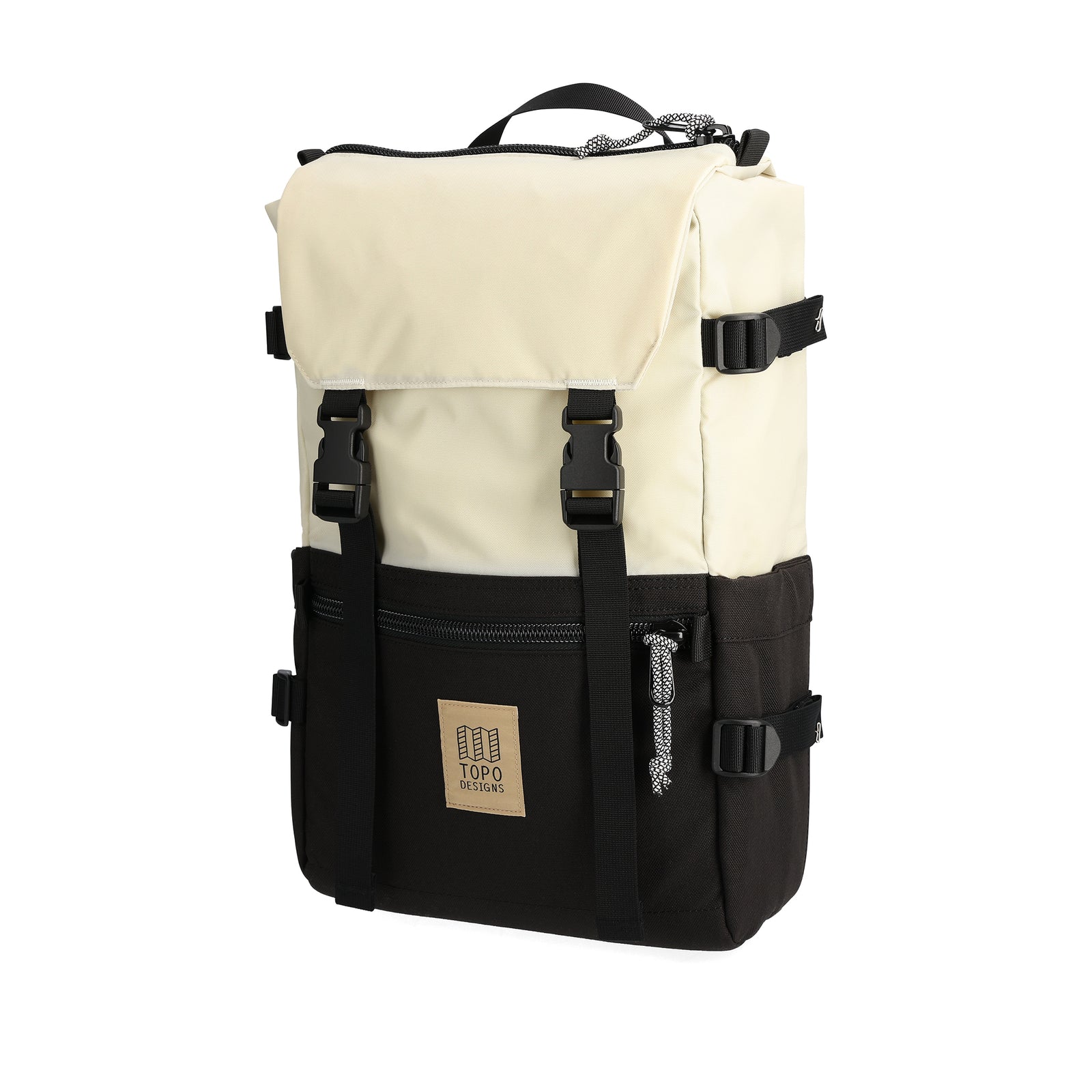 Front View of Topo Designs Rover Pack Classic in "Bone White / Black"