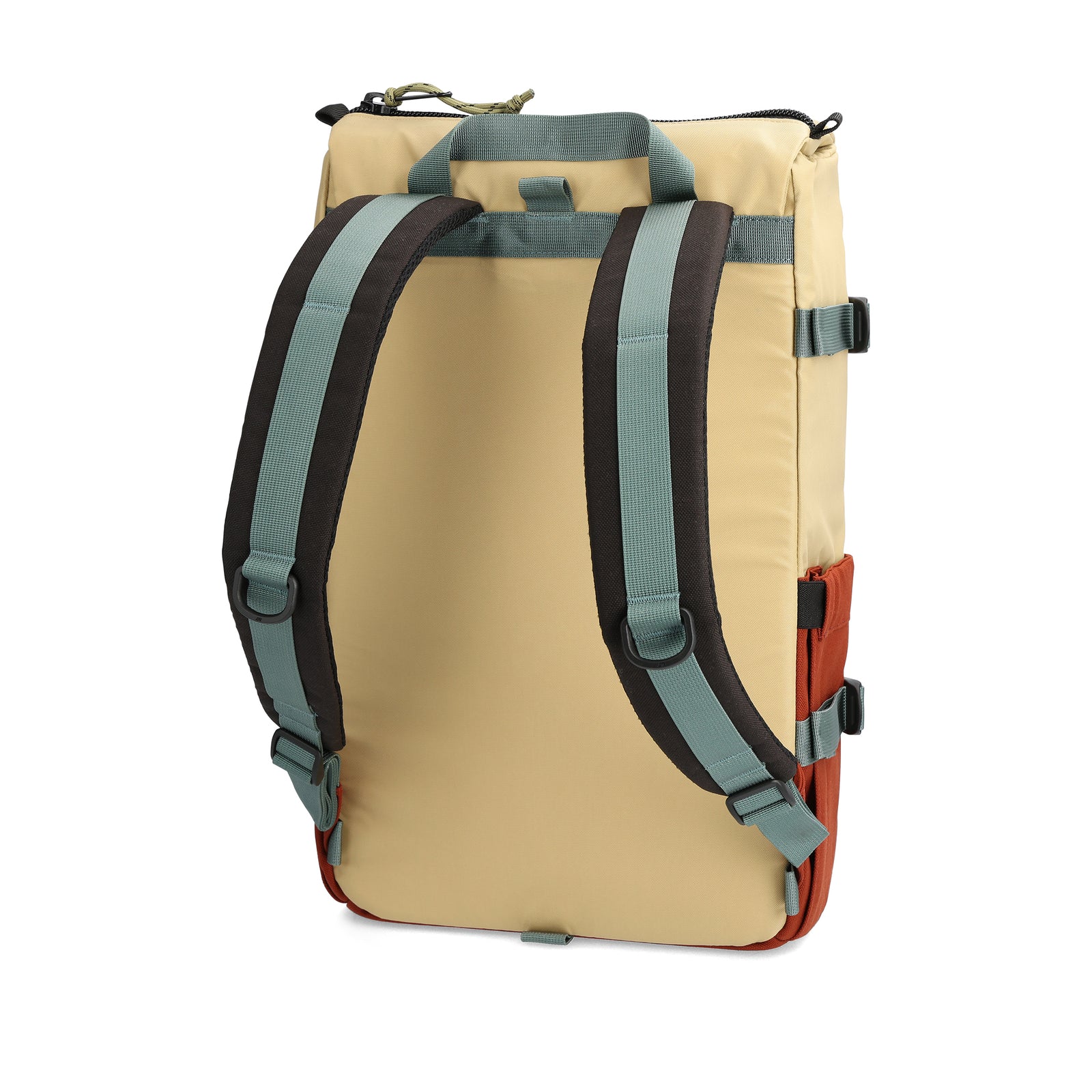 Back View of Topo Designs Rover Pack Classic in "Sahara / Fire Brick"