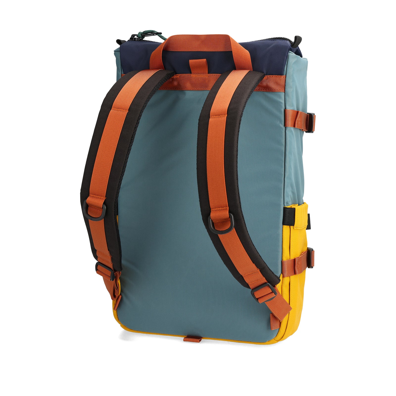 Back View of Topo Designs Rover Pack Classic in "Sea Pine / Mustard"