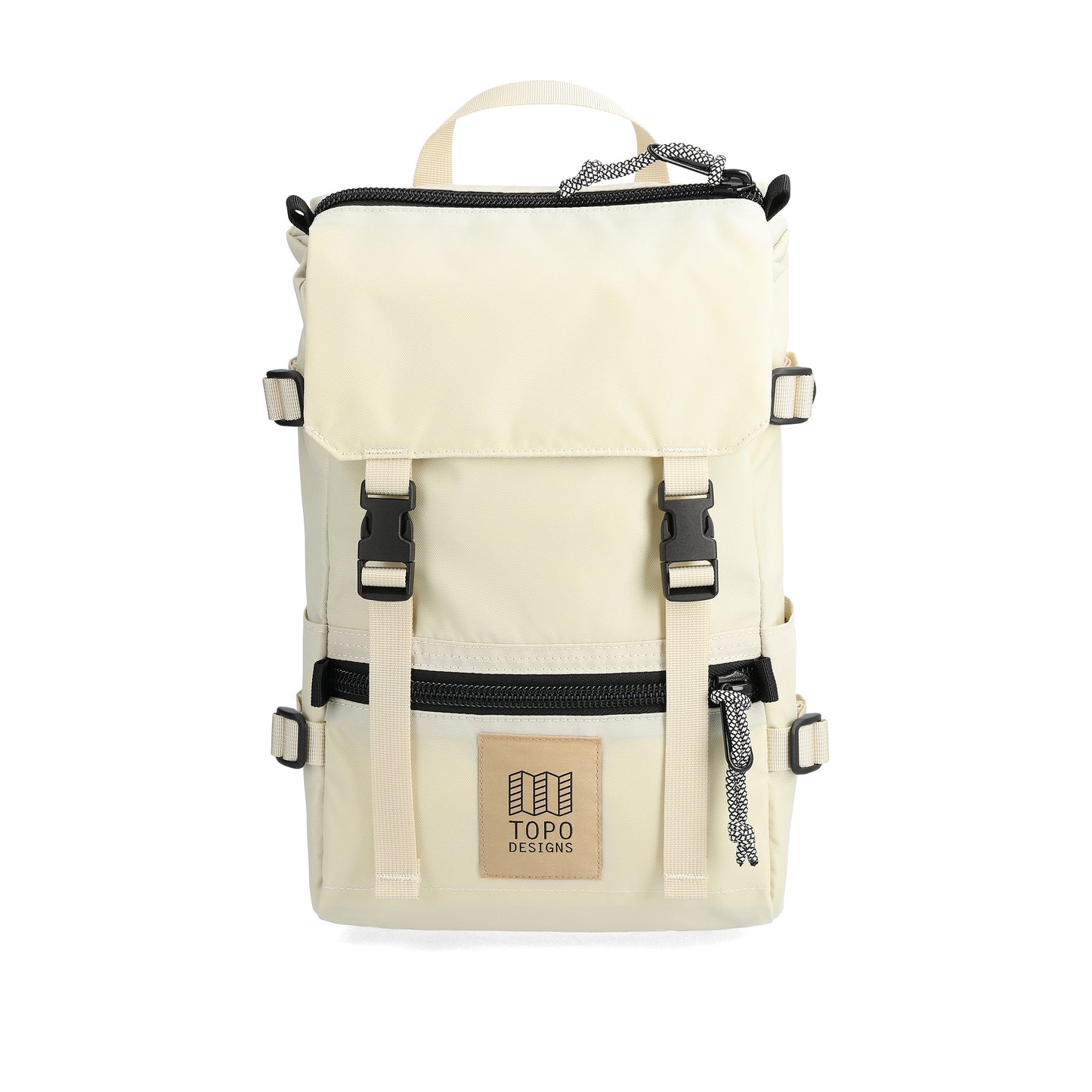 Front View of Topo Designs Rover Pack Mini in "Bone White"