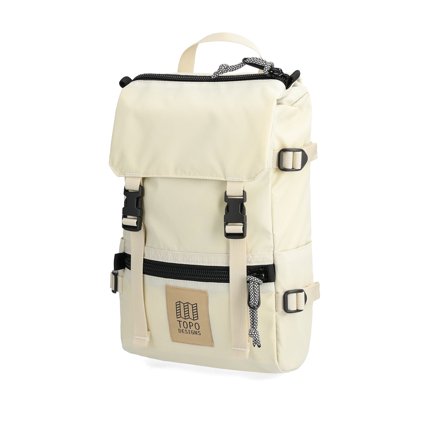 Front View of Topo Designs Rover Pack Mini in "Bone White"