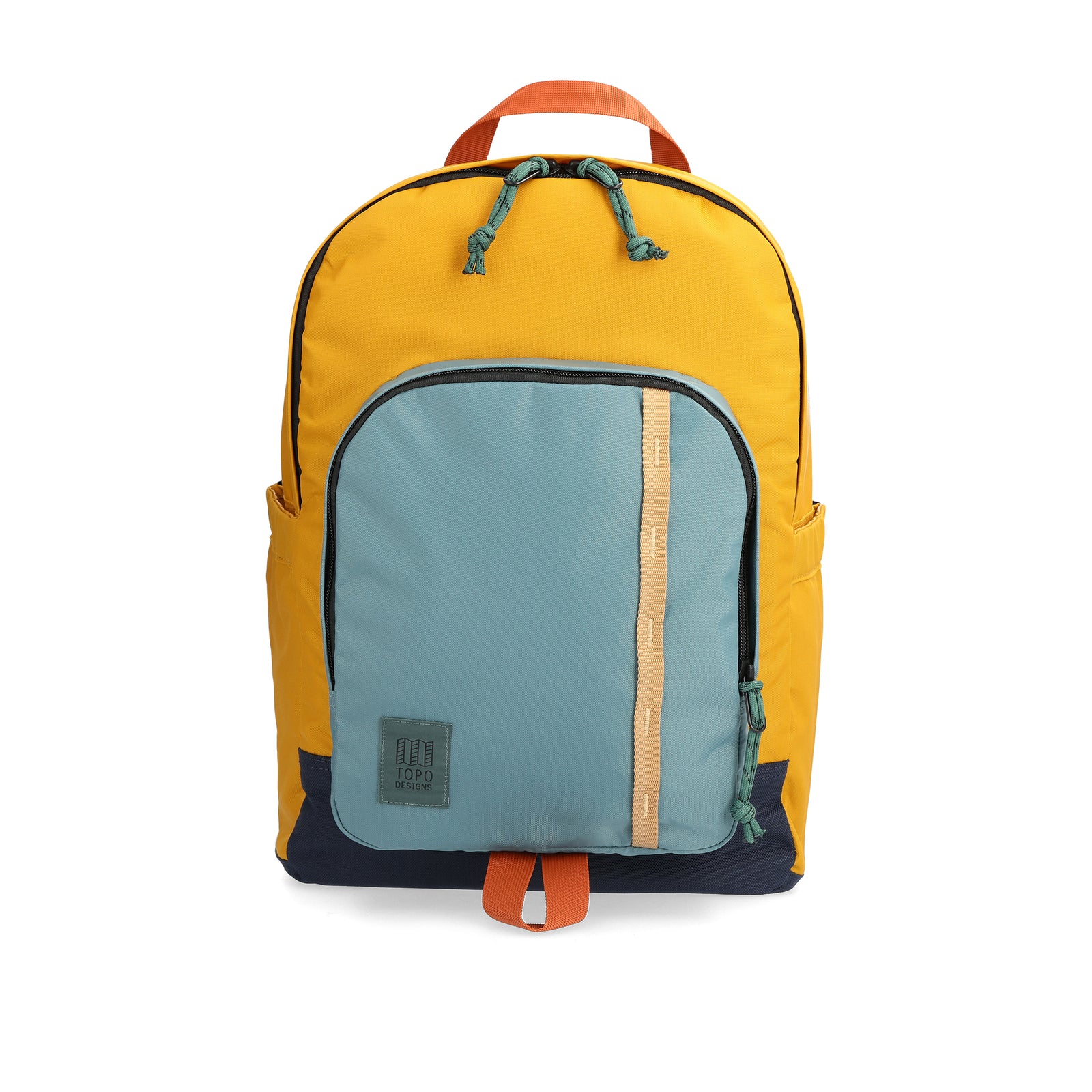 Front View of Topo Designs Session Pack  in "Sea Pine / Mustard"