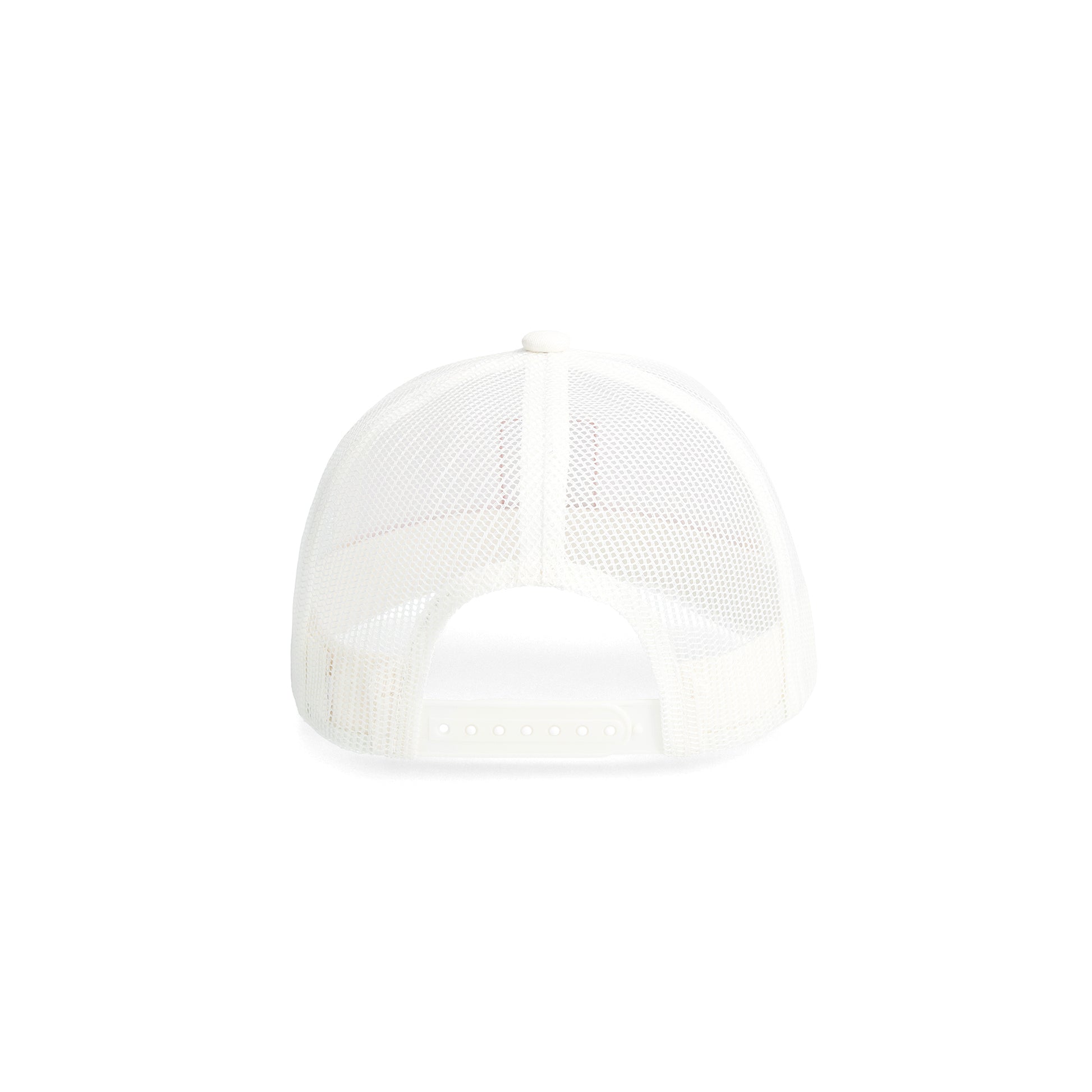 Back View of Topo Designs Topo Trucker Hat - Original Logo in "Bone White"