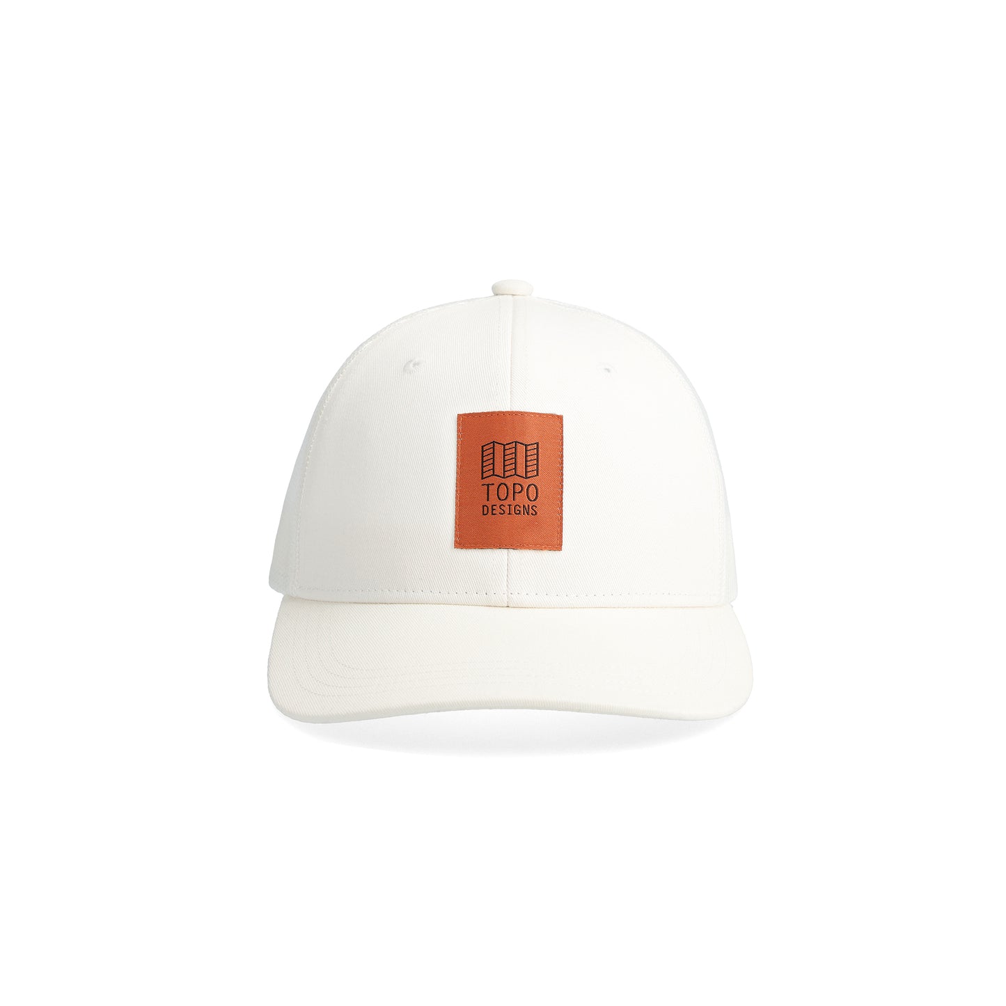 Front View of Topo Designs Topo Trucker Hat - Original Logo in "Bone White"