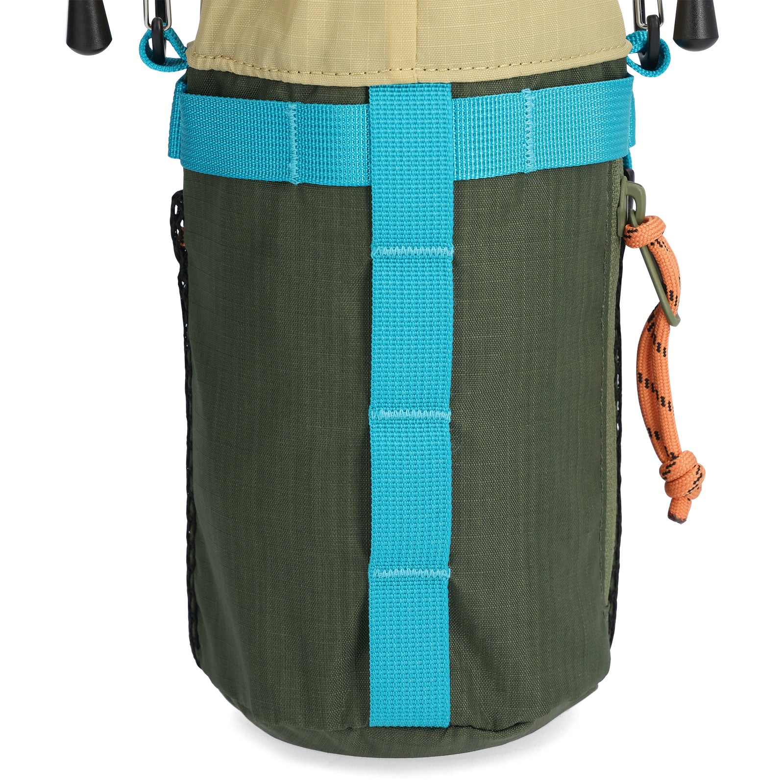 General detail shot of Topo Designs Mountain Hydro Sling in "Olive"