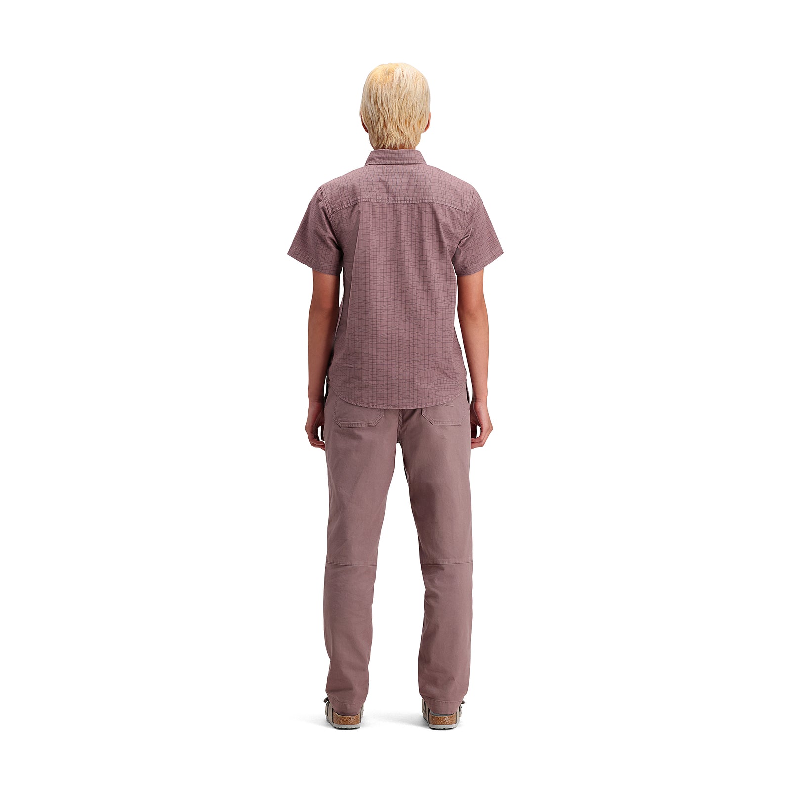 General back model shot of Topo Designs Dirt Pants Classic - Women's in "Peppercorn"