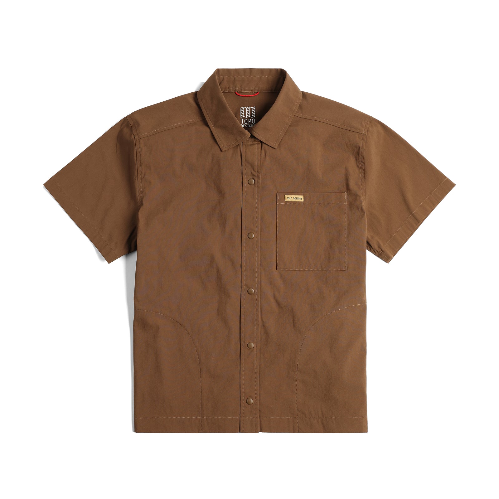 Front View of Topo Designs Global Shirt - Short Sleeve - Women's in "Desert Palm"
