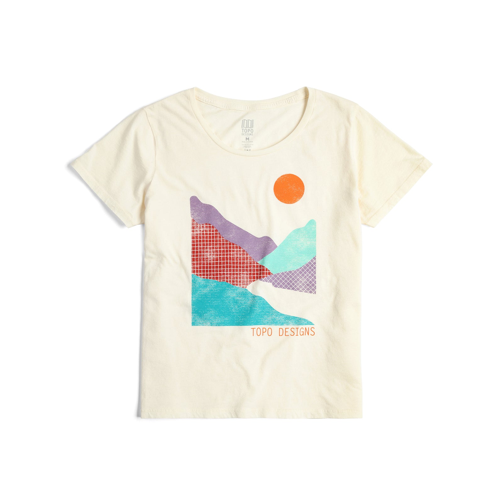 Front View of Topo Designs Retro Lake Tee - Women's in "Natural"