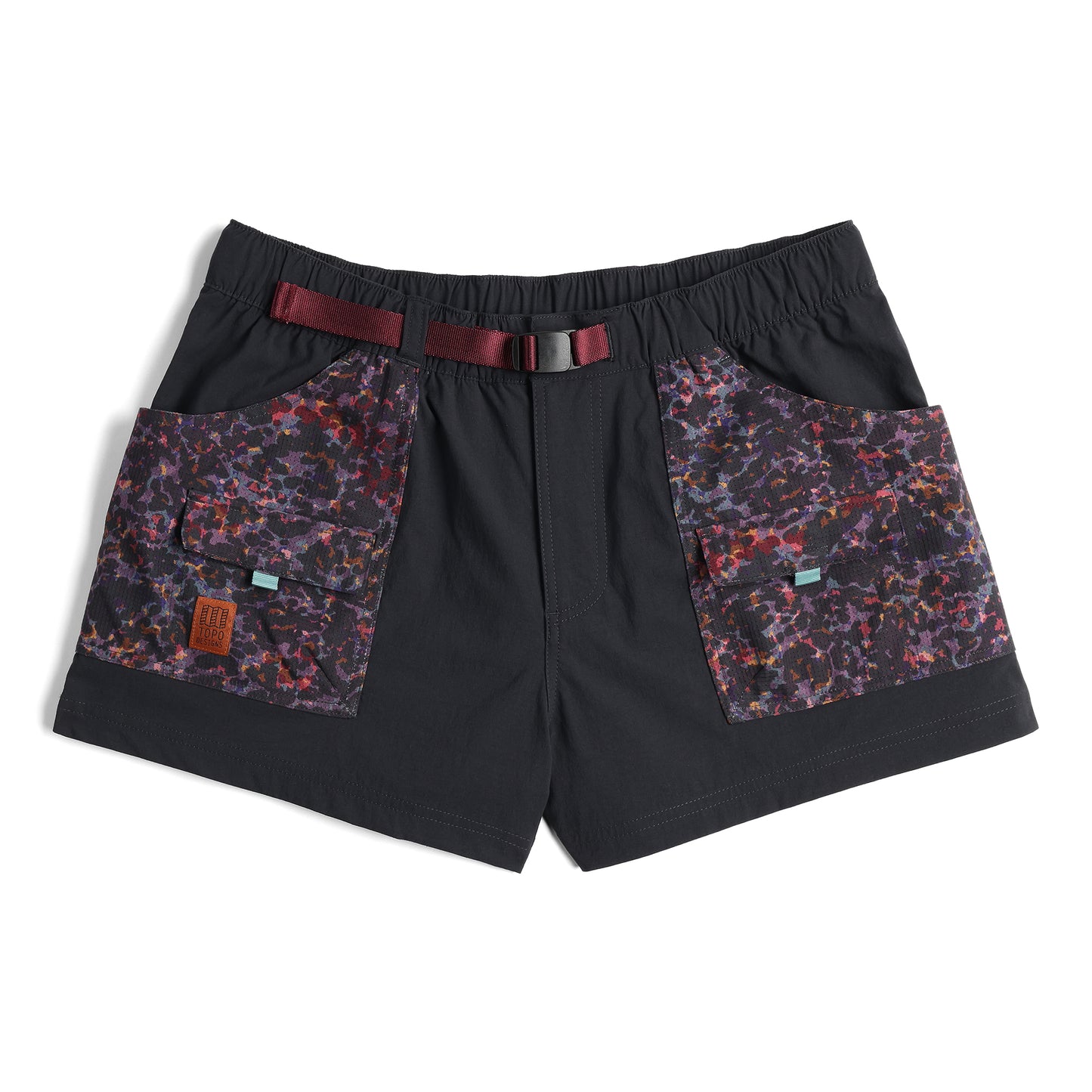 Front View of Topo Designs Retro River Shorts - Women's in "Black / Black Meteor"