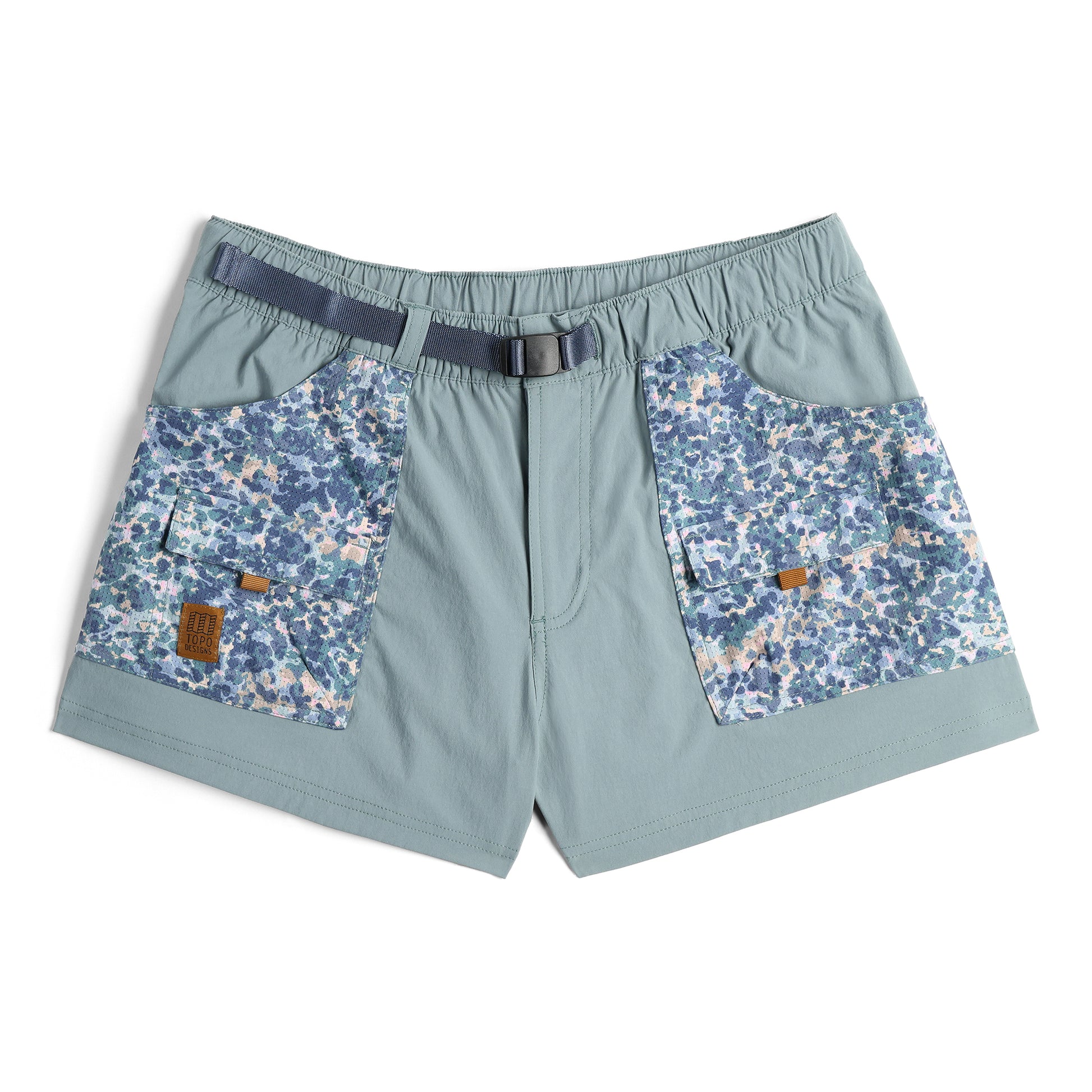 Front View of Topo Designs Retro River Shorts - Women's in "Slate / Slate Meteor"