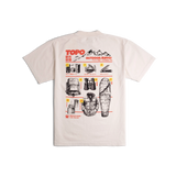Back flat lay image of Topo Designs x Pine Printshop Catalog Tee in "Creme"