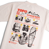 Back detail flat lay image of Topo Designs x Pine Printshop Catalog Tee in "Creme"