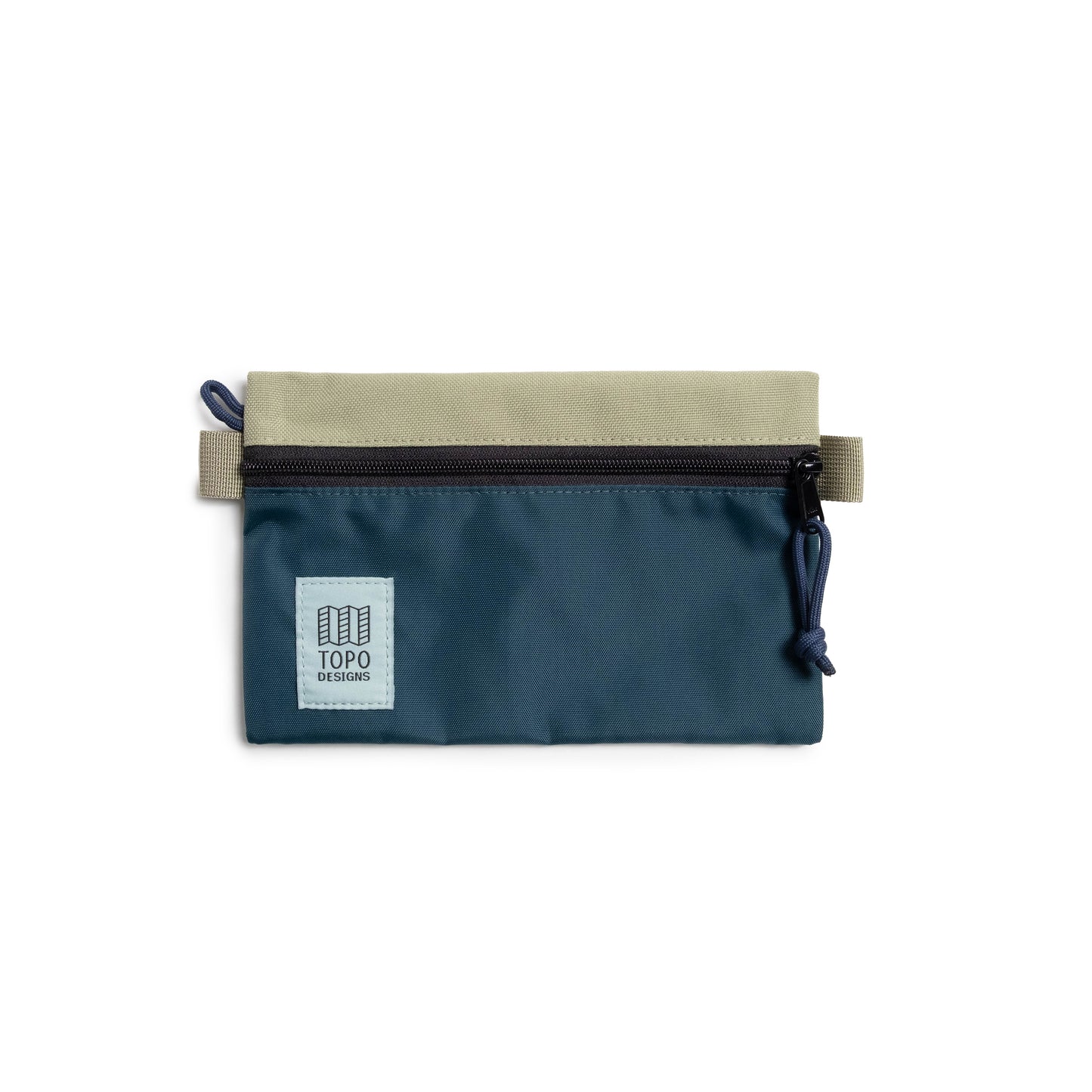 Front View of Topo Designs Accessory Bag "Small" in "Oil Green / Dark Pine"