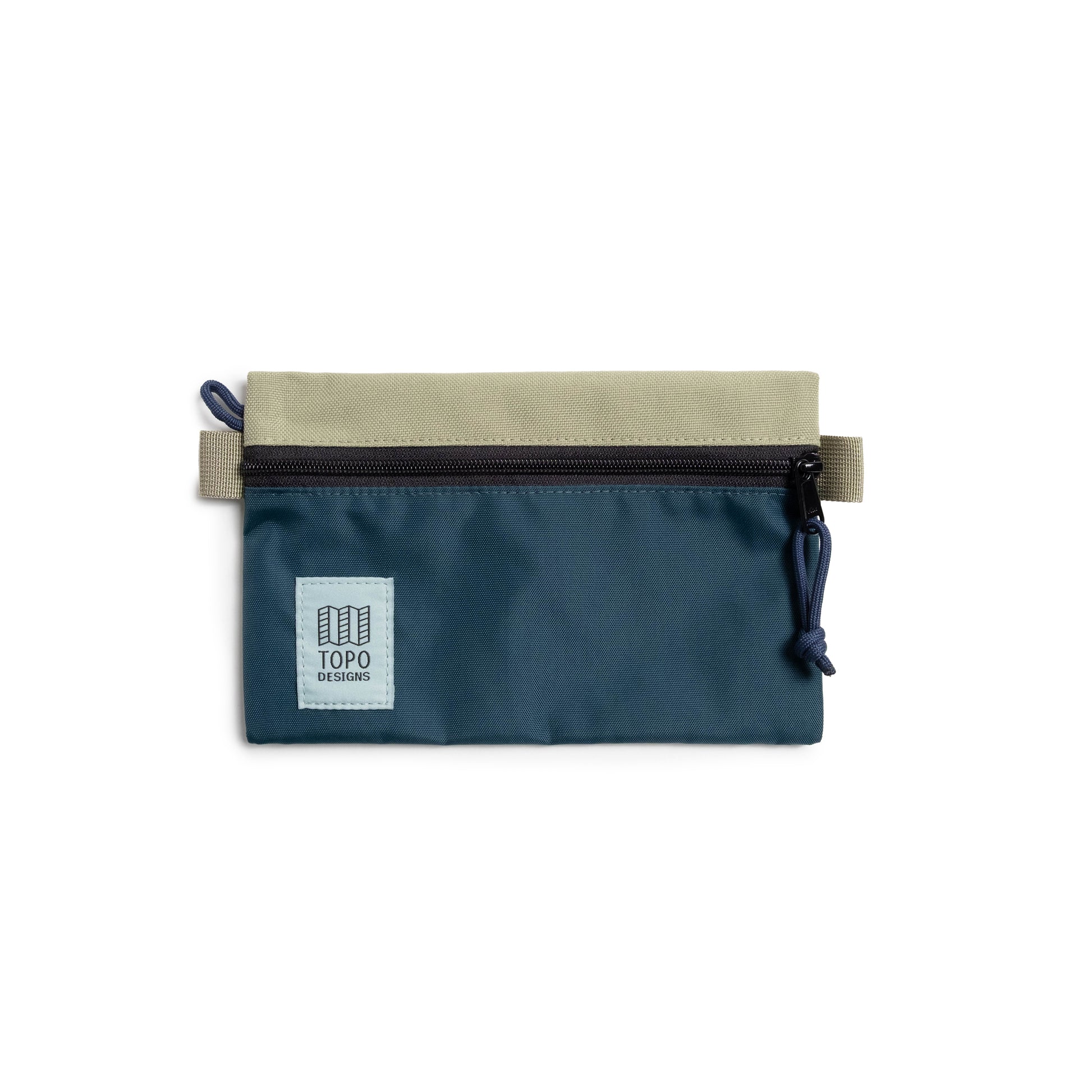 Front View of Topo Designs Accessory Bag "Small" in "Oil Green / Dark Pine"