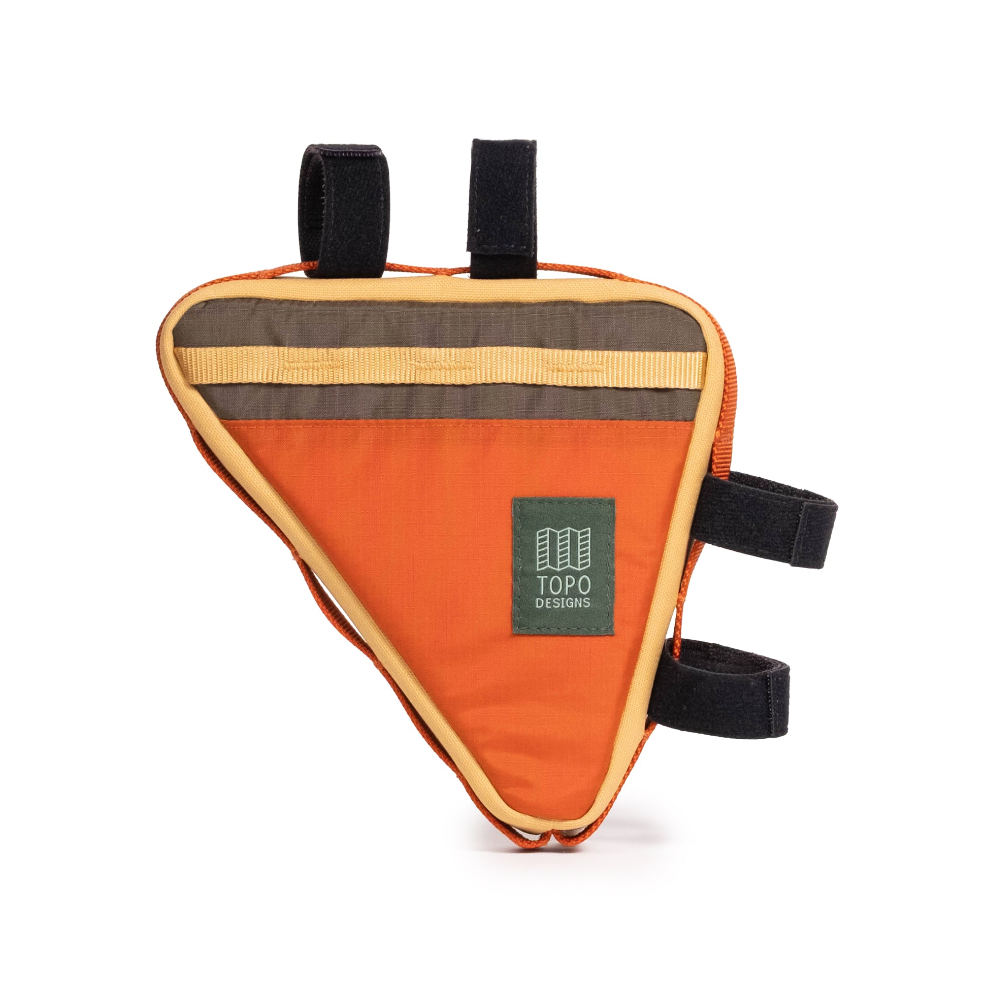 Back View of Topo Designs Bike Frame Bag in "Woodland / Terracotta"