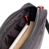 General interior view of Topo Designs Block Bag in "Black / White Grid"