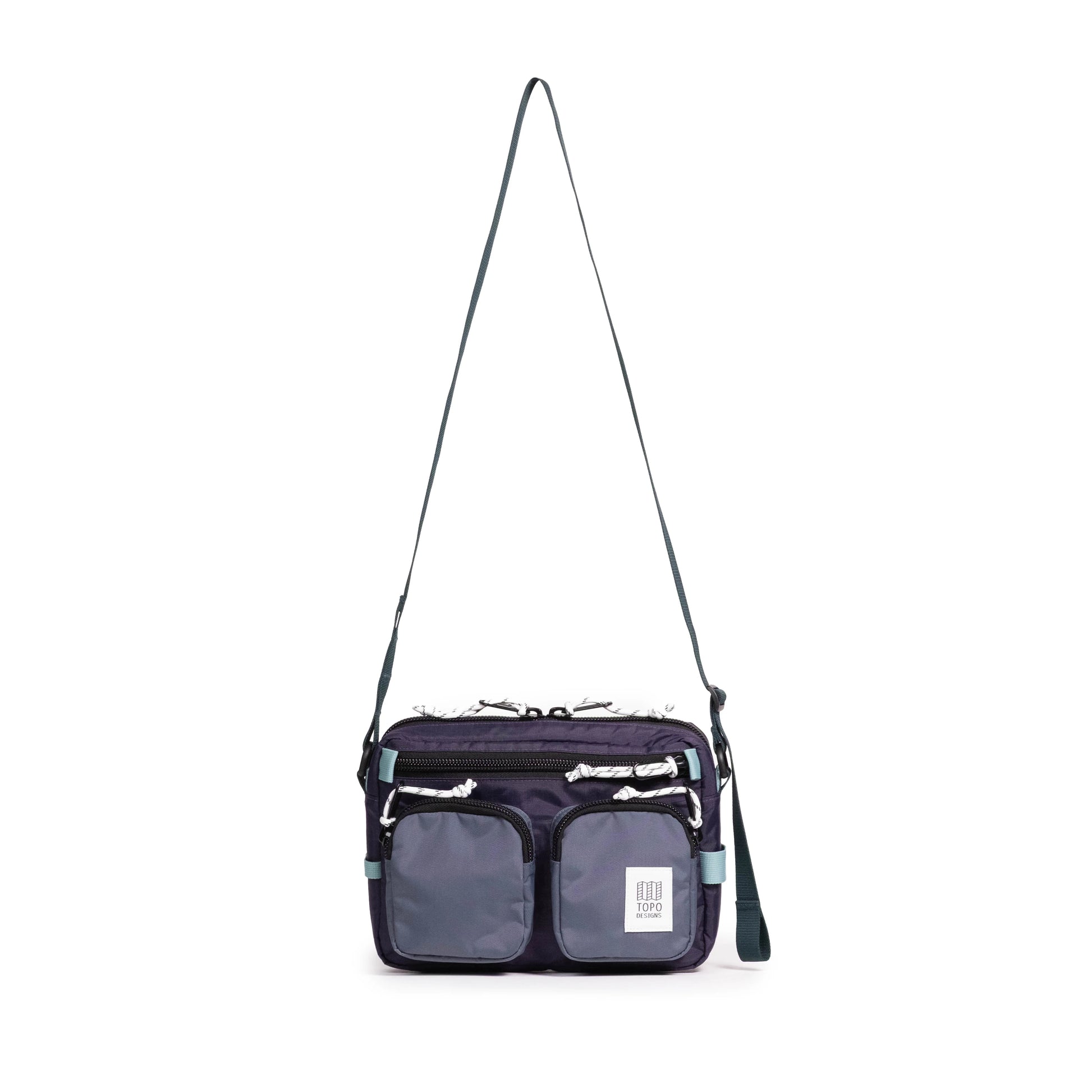 Front view of Topo Designs Block Bag in "Nightshade / Slate"