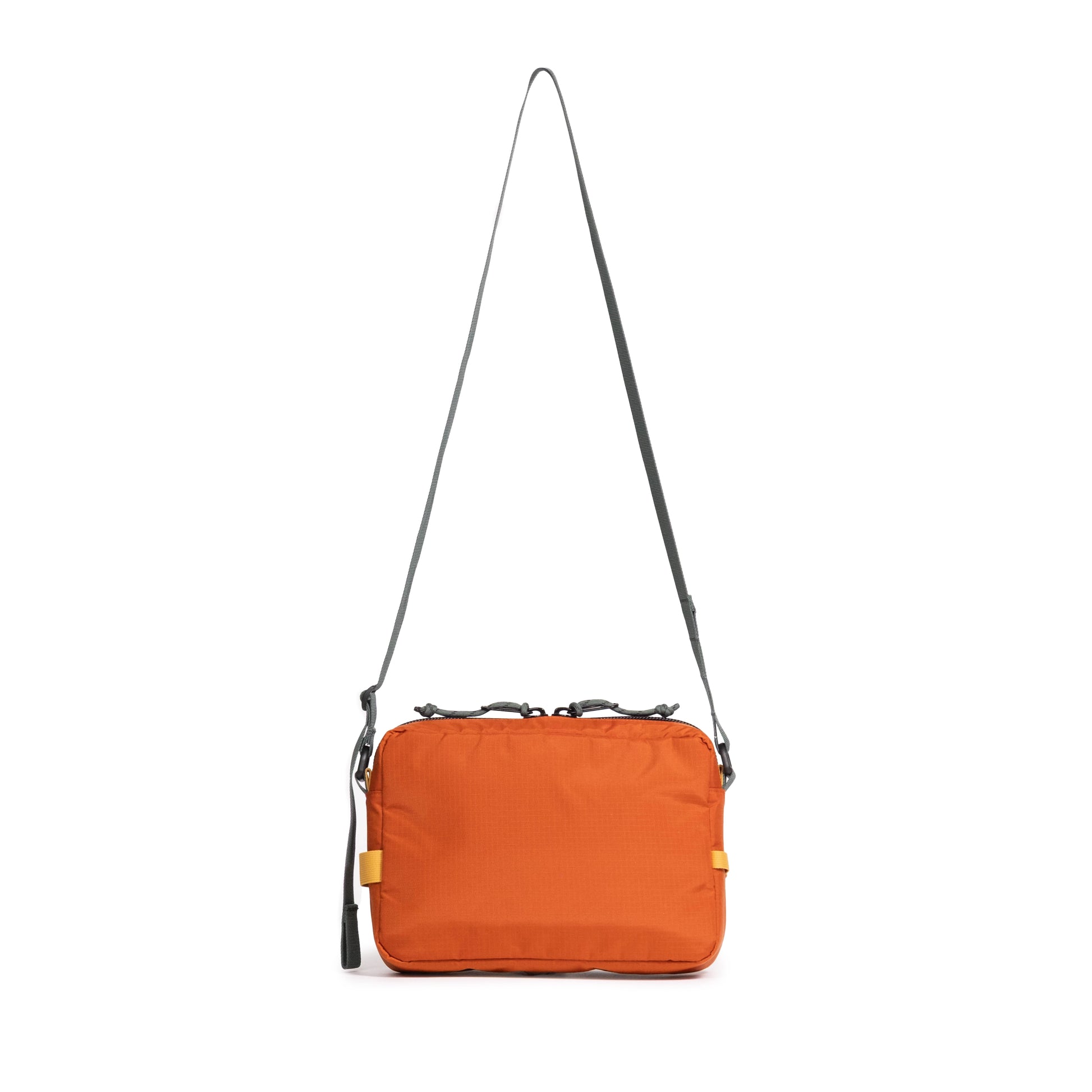 Back view of Topo Designs Block Bag in "Woodland / Terracotta"