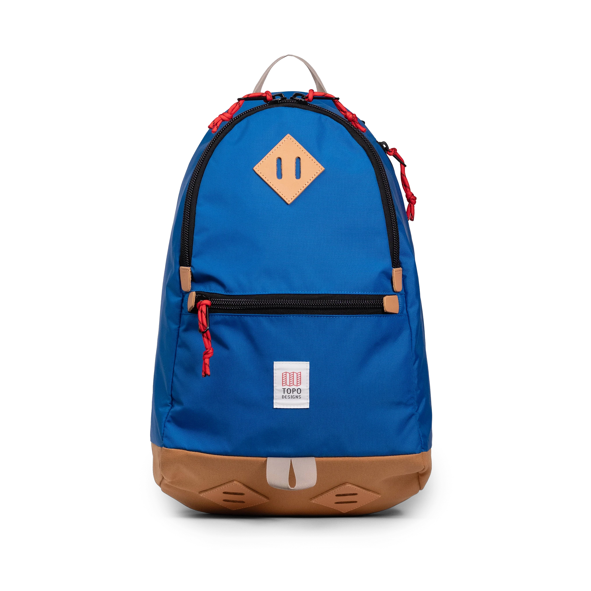 Front view of Topo Designs Classic Teardrop Backpack in "Classic Blue"