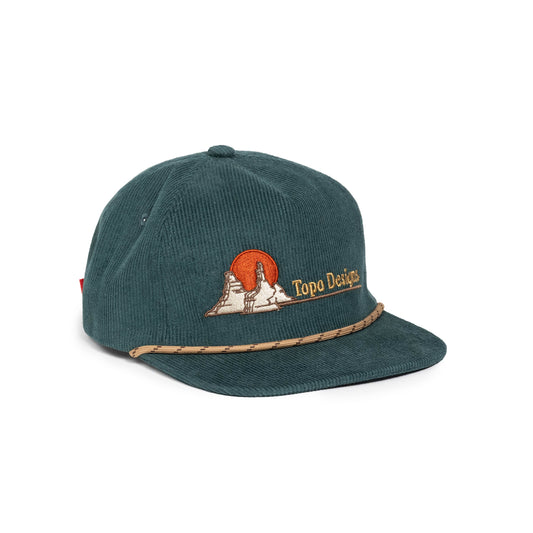 Front quarter white background image of Corduroy Trucker Hat - Oasis in "Forest"