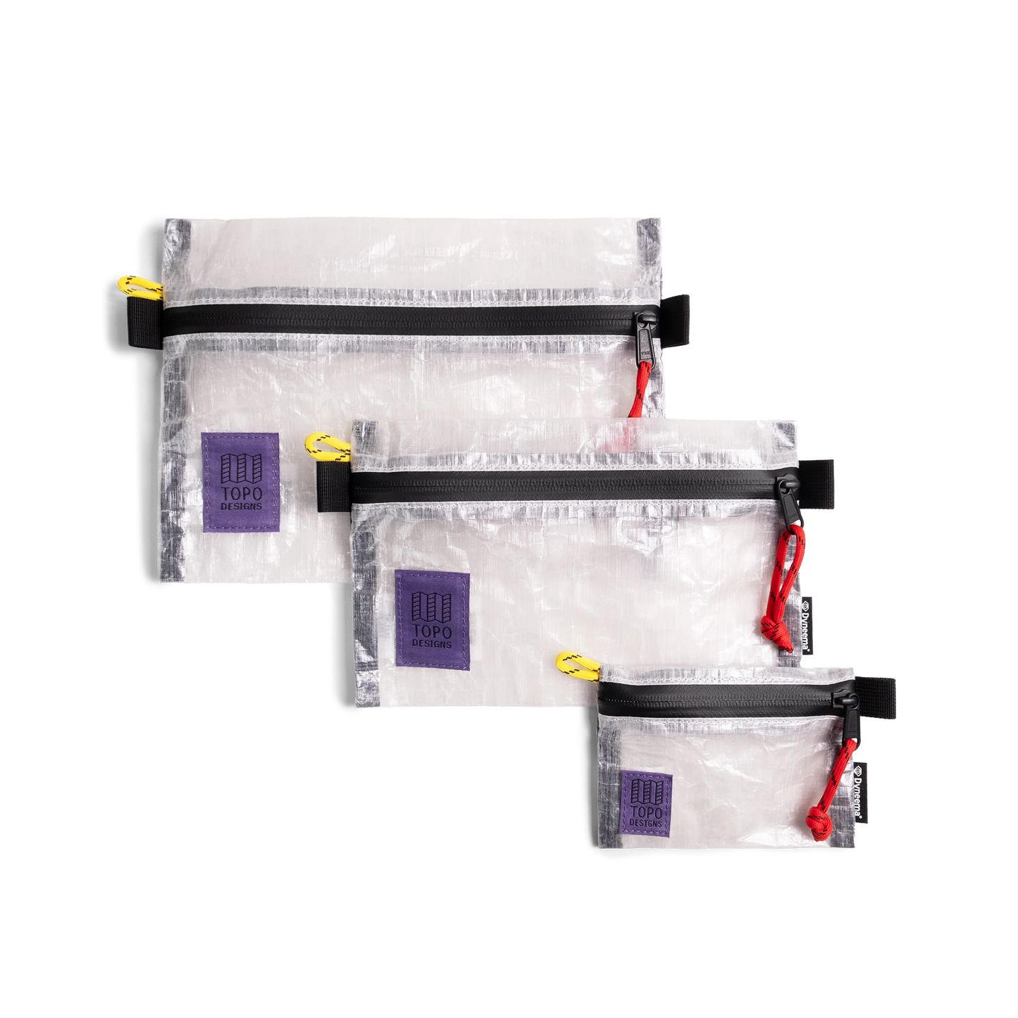 Front flay lay image of Dyneema® Accessory Bag Bundle in "White"