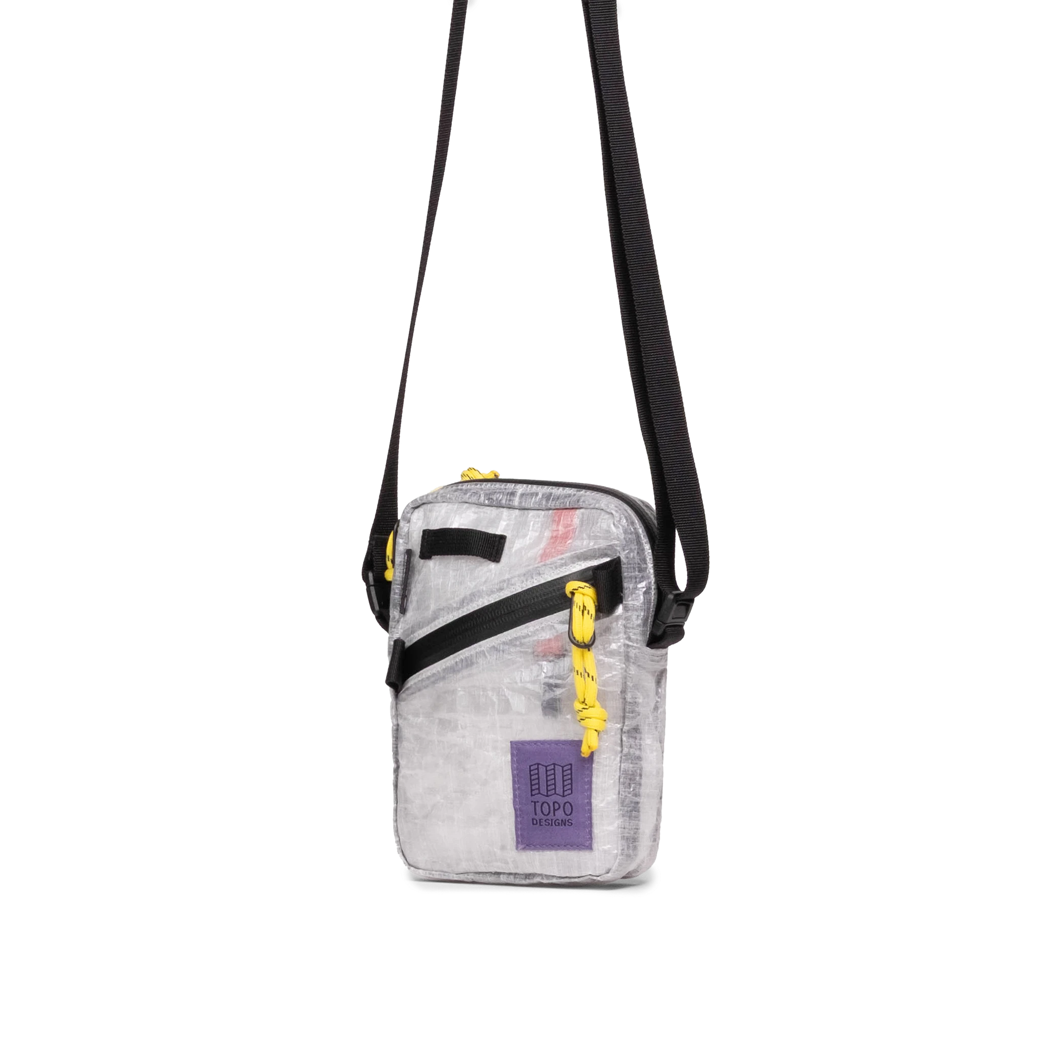 Front quarter angle image of Dyneema® Mini Shoulder Bag in "White"
