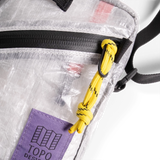 Front zipper detail image of Dyneema® Mini Shoulder Bag in "White"