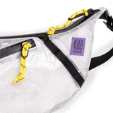 Front zipper detail image of Dyneema® Moonlight Crossbody in "White"