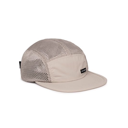 Front quarter white background image of Topo Designs Global Hat in "Cobblestone"