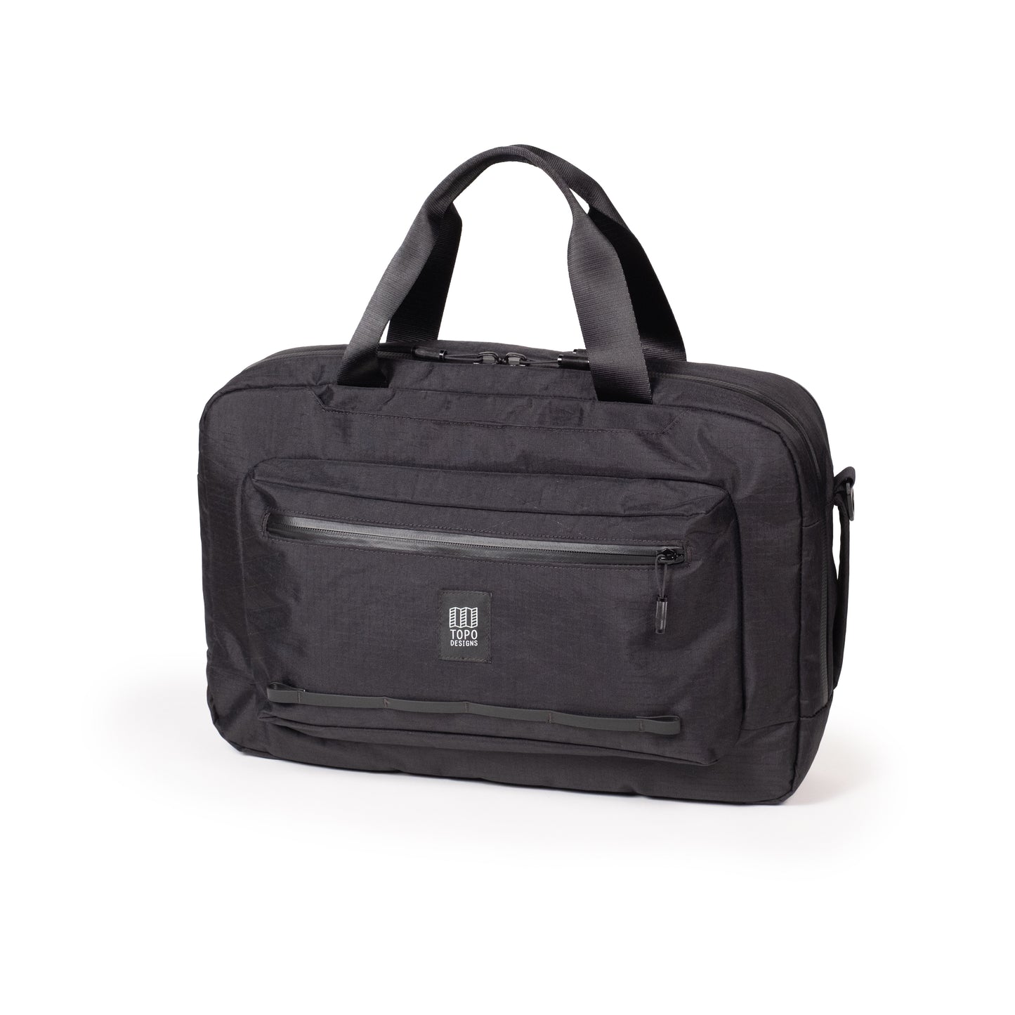 Front View of Topo Designs Global Pro 3-Way Briefcase in "Black"