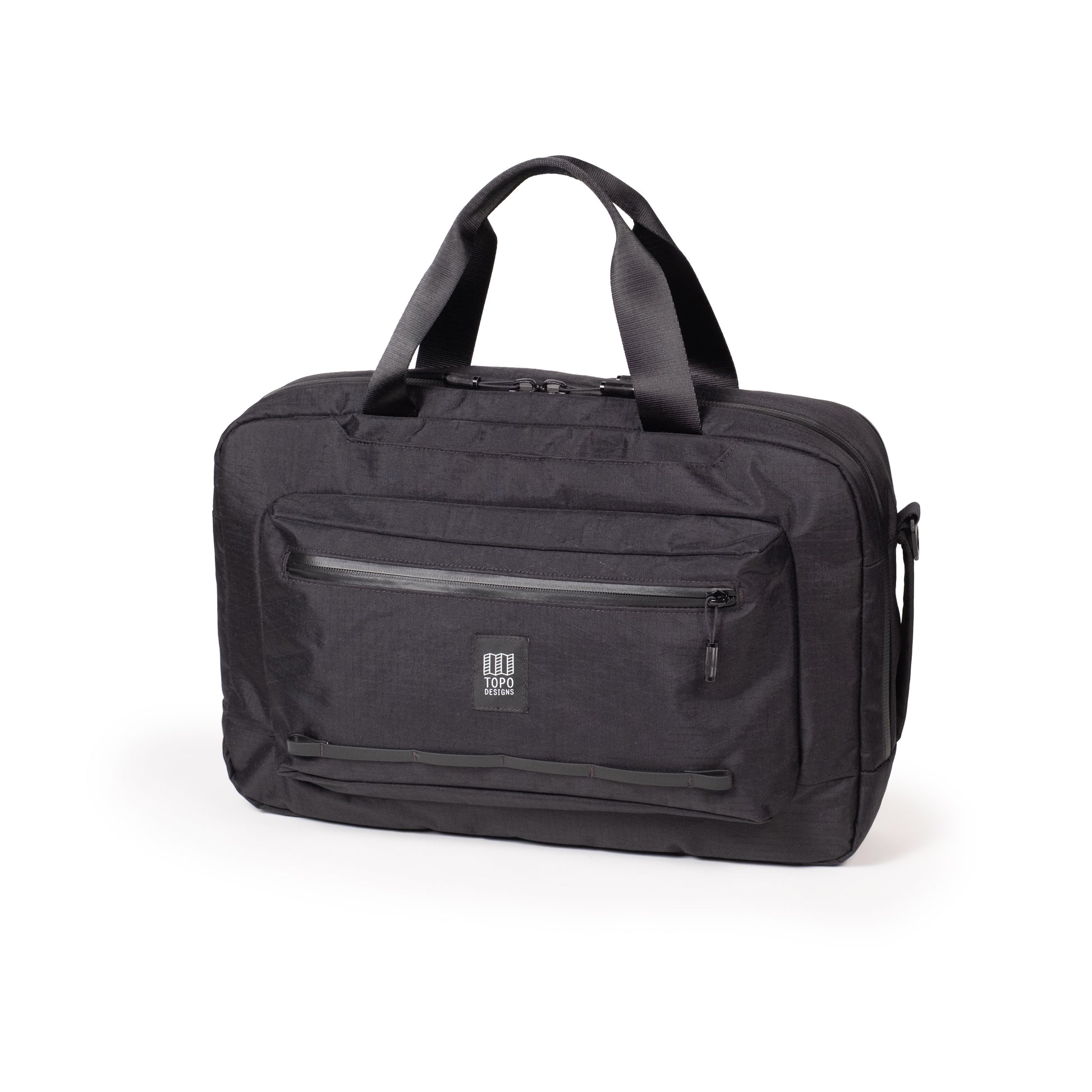 Front View of Topo Designs Global Pro 3-Way Briefcase in "Black"
