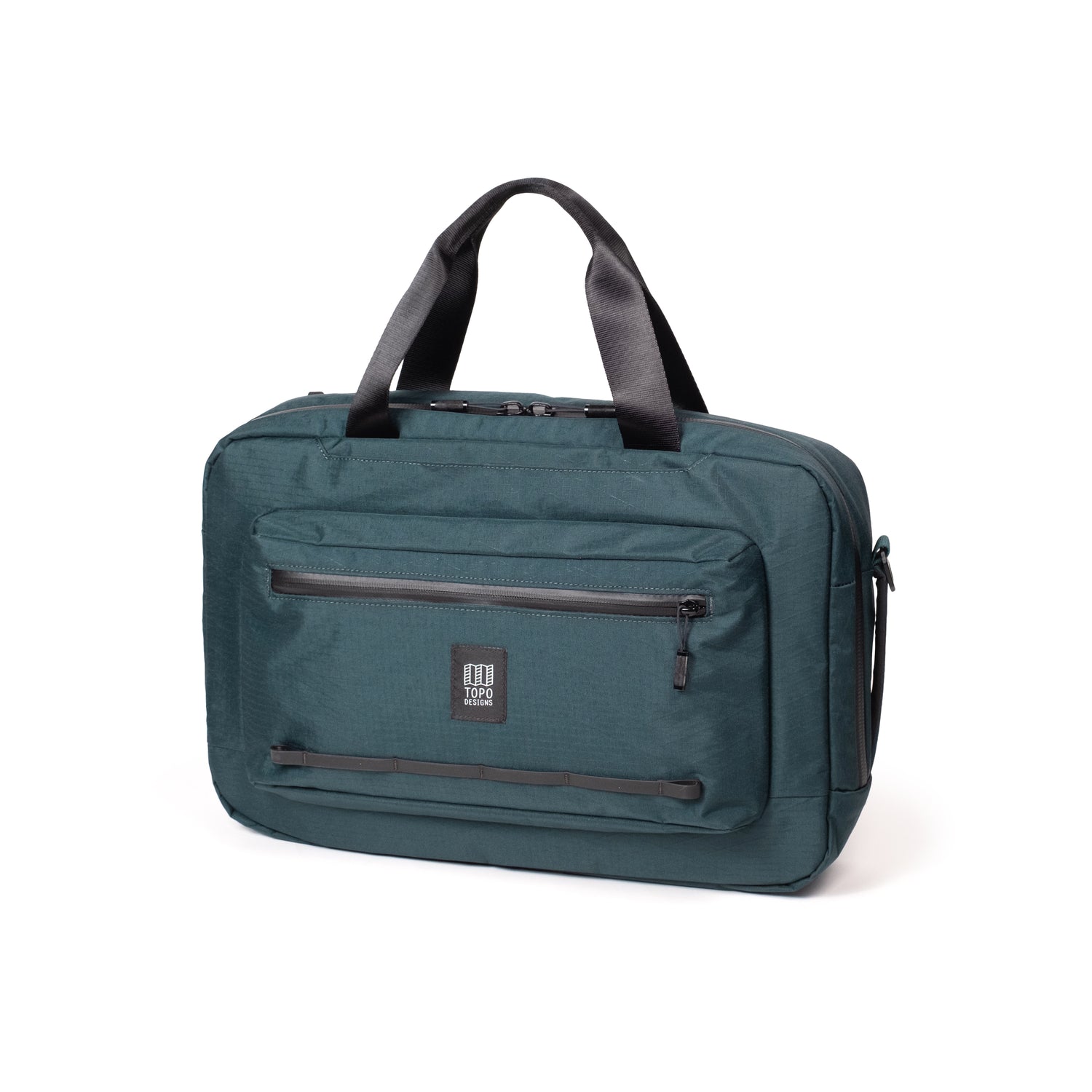 Front View of Topo Designs Global Pro 3-Way Briefcase in "Dark Pine"