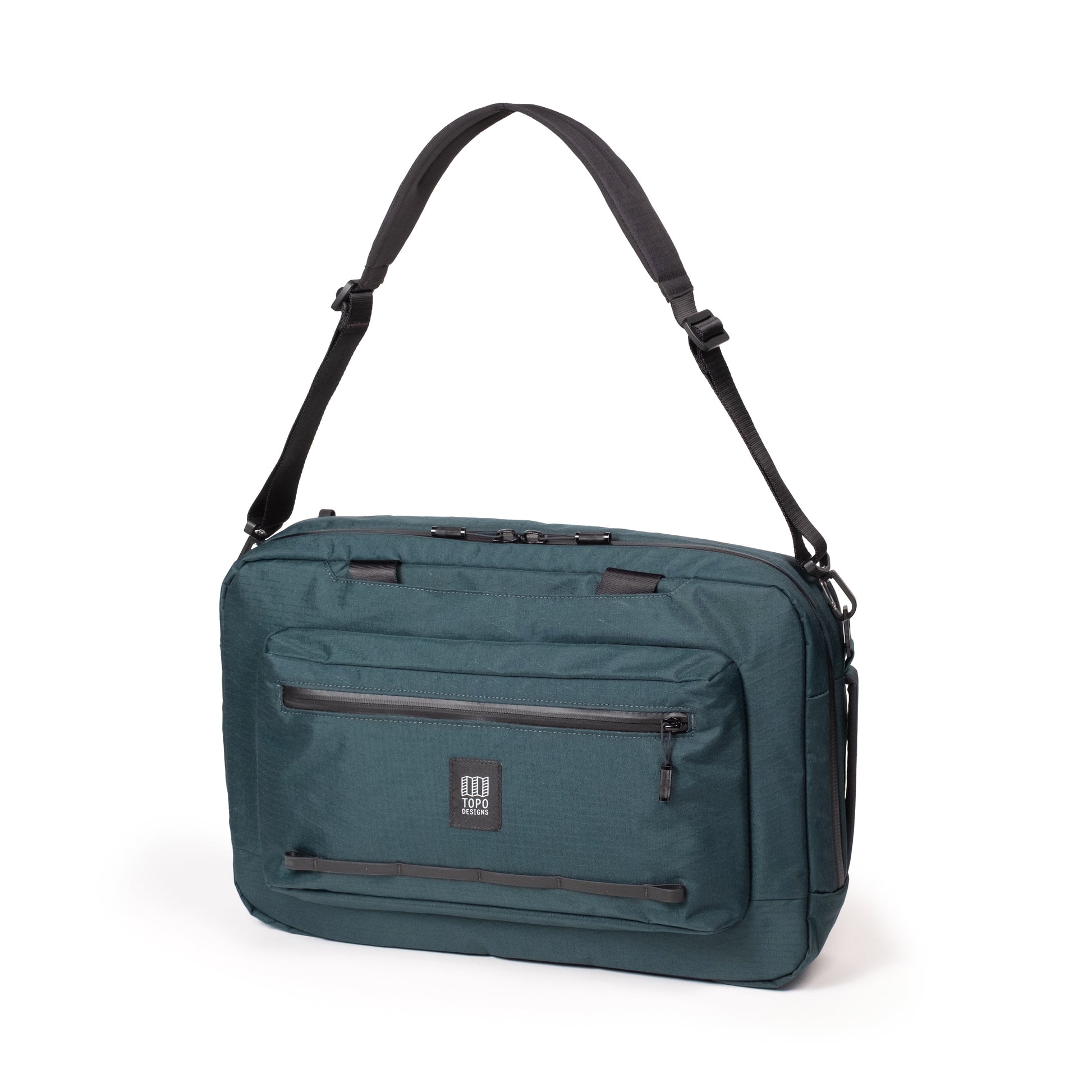 General shot of Topo Designs Global Pro 3-Way Briefcase showing crossbody straps.