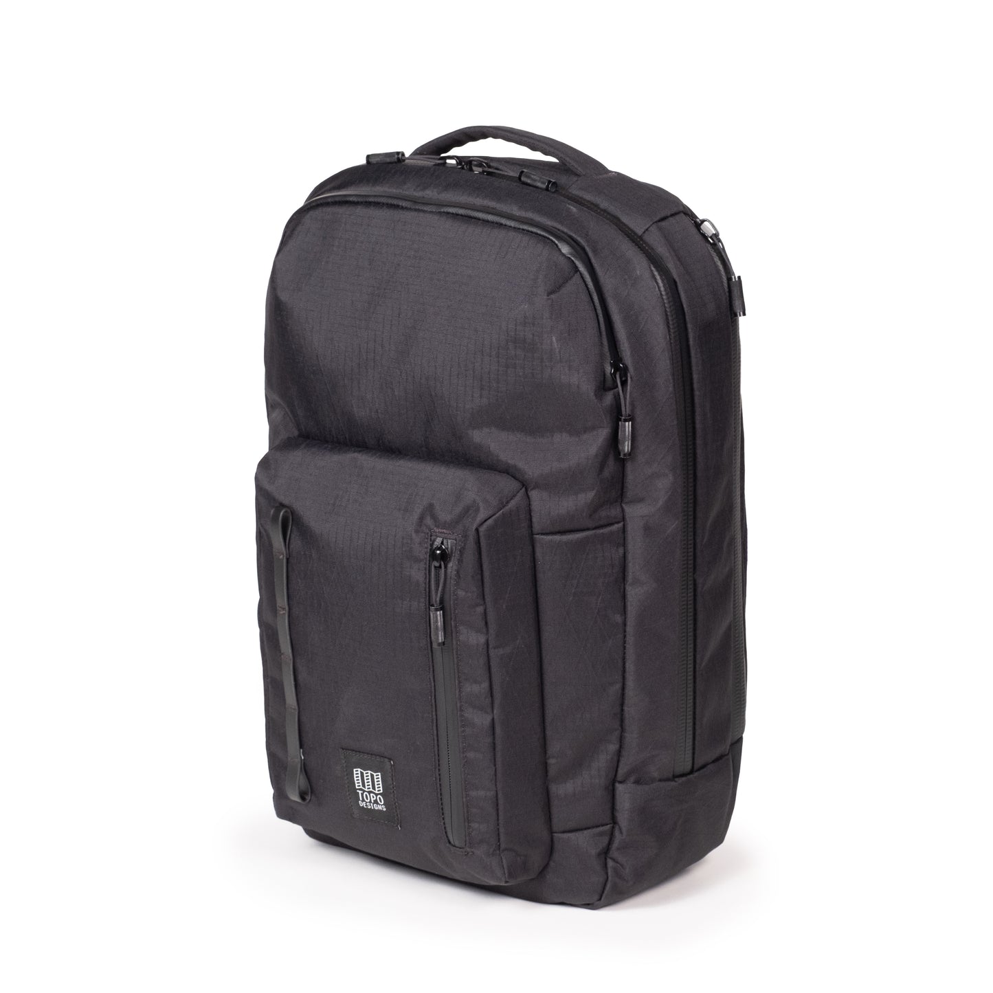 Front quarter shot of Topo Designs Global Pro Backpack in "Black"