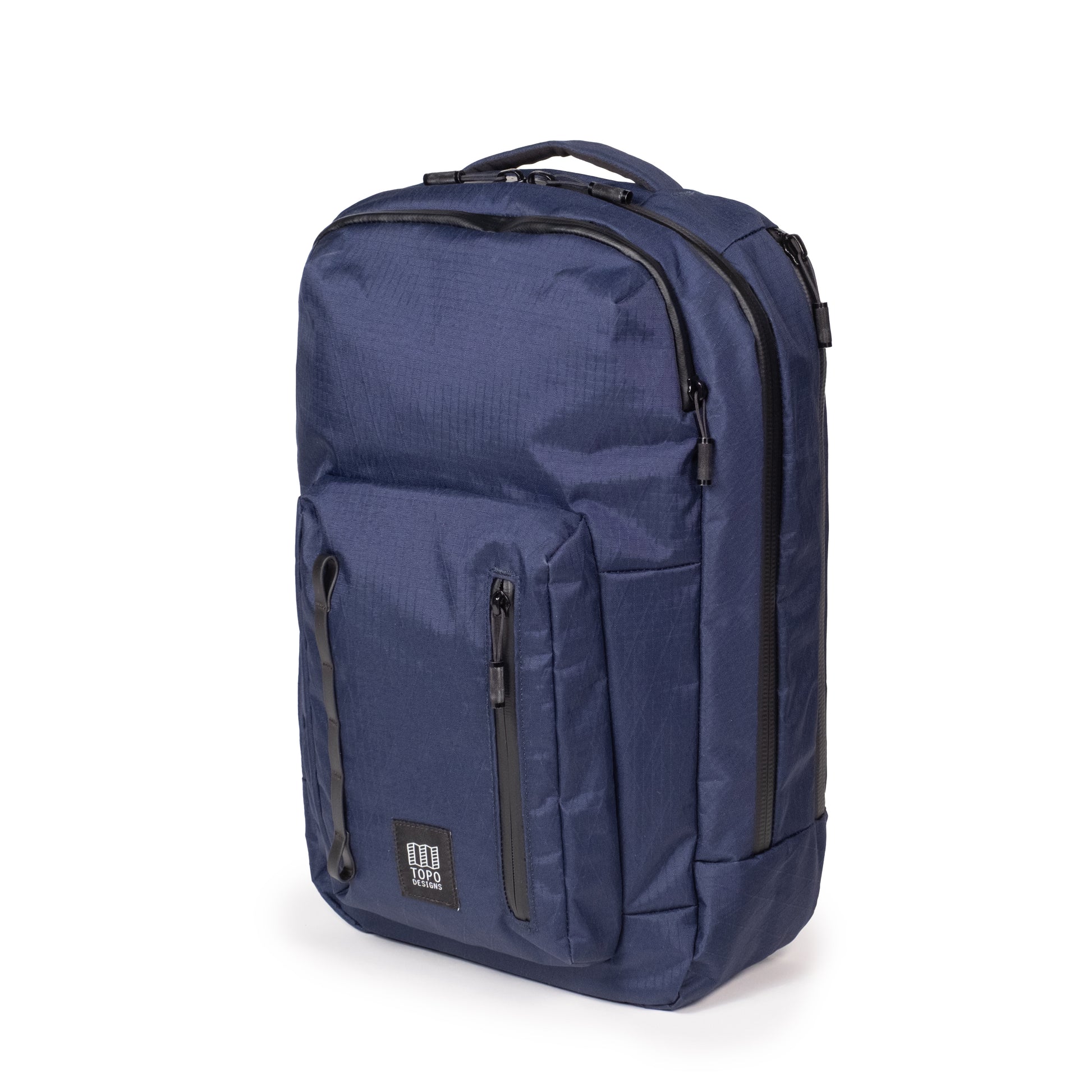 Front quarter shot of Topo Designs Global Pro Backpack in "Midnight"
