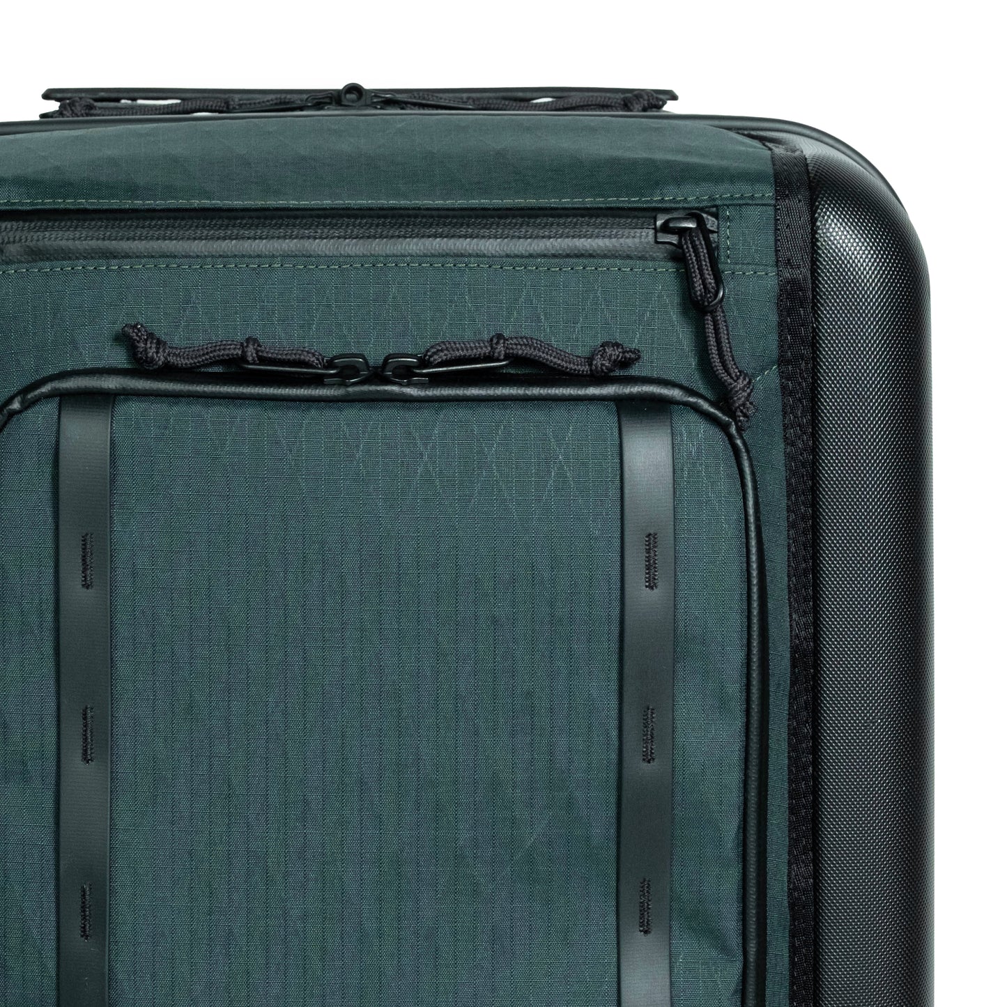 General front detail zipper shot of Topo Designs Global Pro Travel Roller Bag