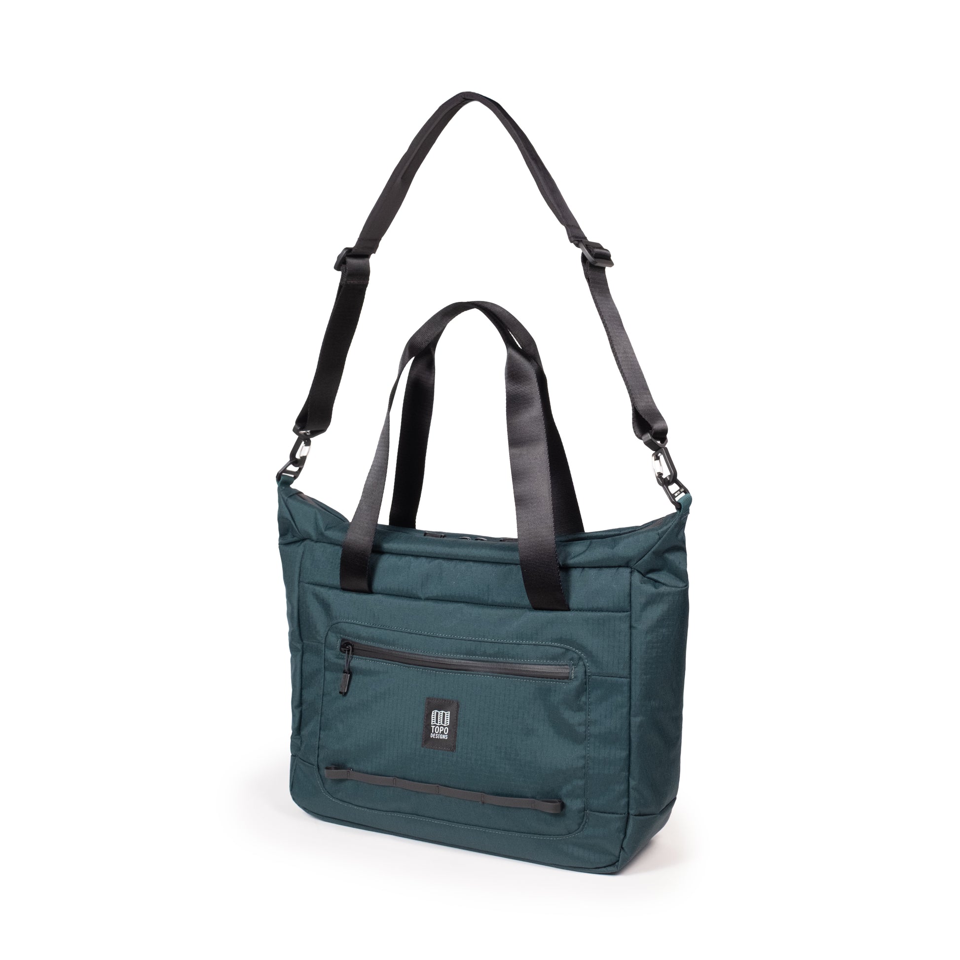 Front quarter shot of Topo Designs Global Pro Travel Tote in "Dark Pine"