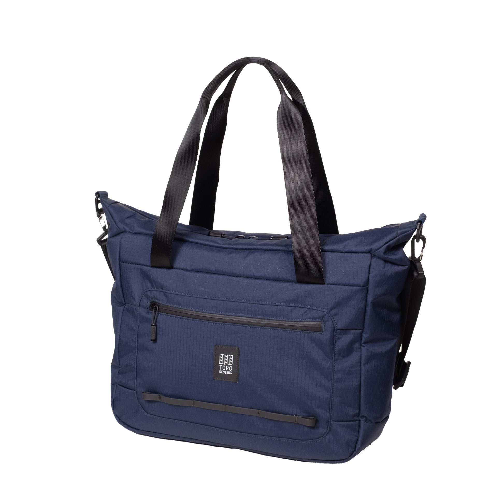 Front quarter shot of Topo Designs Global Pro Travel Tote in "Midnight"
