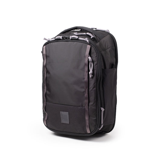 Front View of Topo Designs Global Travel Backpack  in "Black / Black"