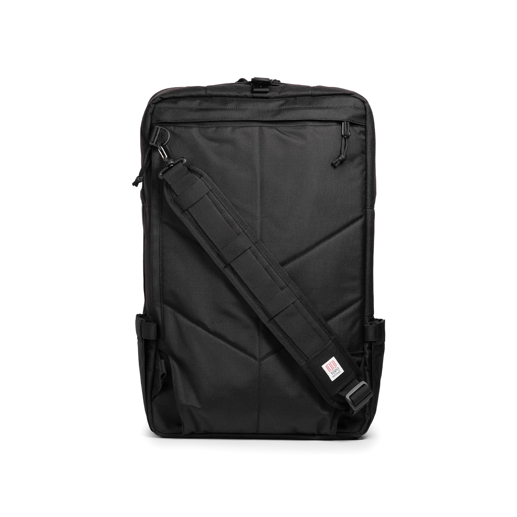 Back view of Topo Designs Global Travel Bag 40L in "Black / Black"