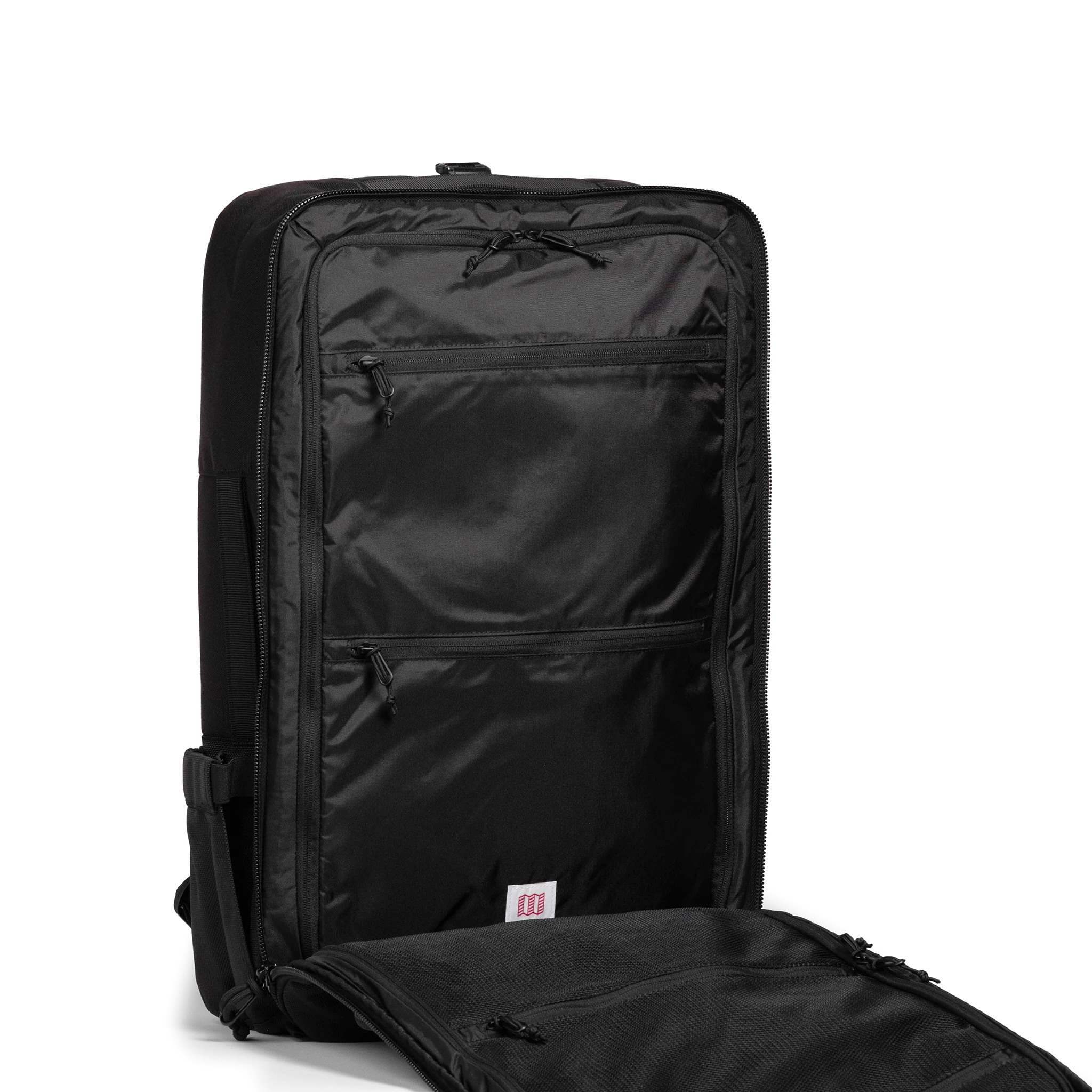 General interior shot of Topo Designs Global Travel Bag 40L in "Black / Black"