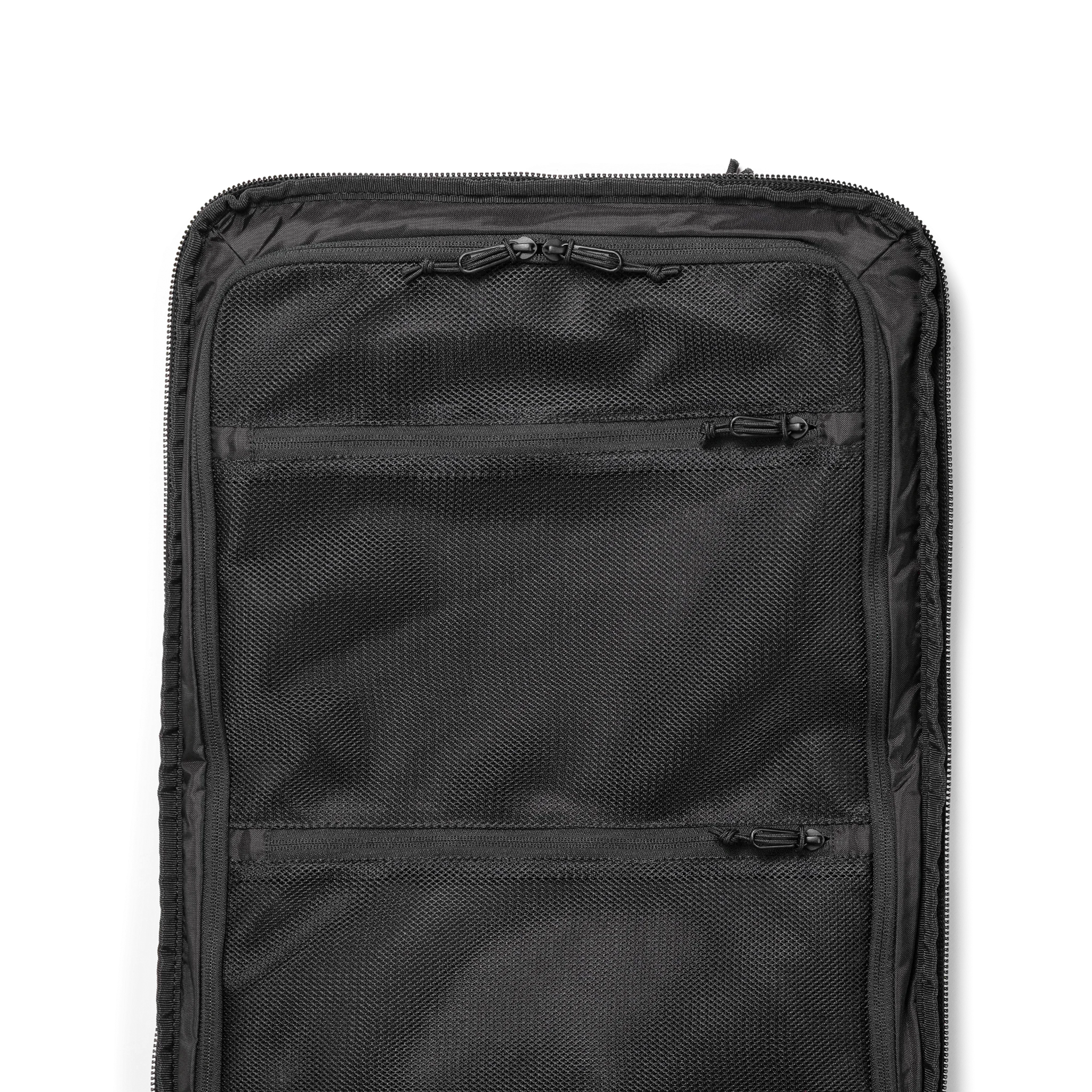 General interior shot of Topo Designs Global Travel Bag 40L in "Black / Black"