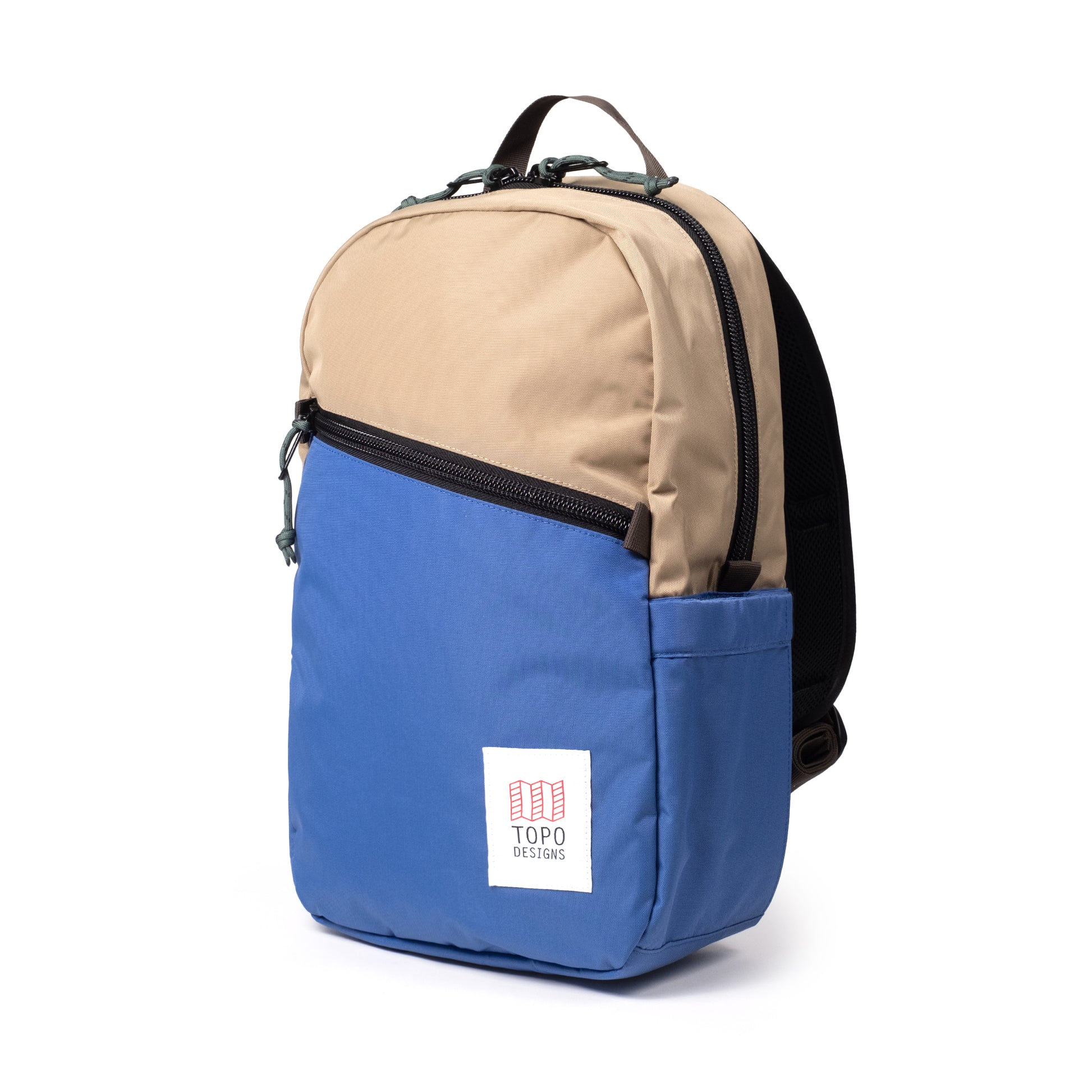 Front View of Topo Designs Light Pack in "Cobalt / Elmwood"
