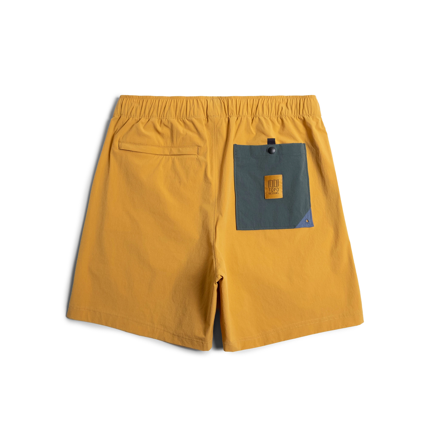 Back view of Topo Designs Men's Mesa Shorts in "Goldenrod"
