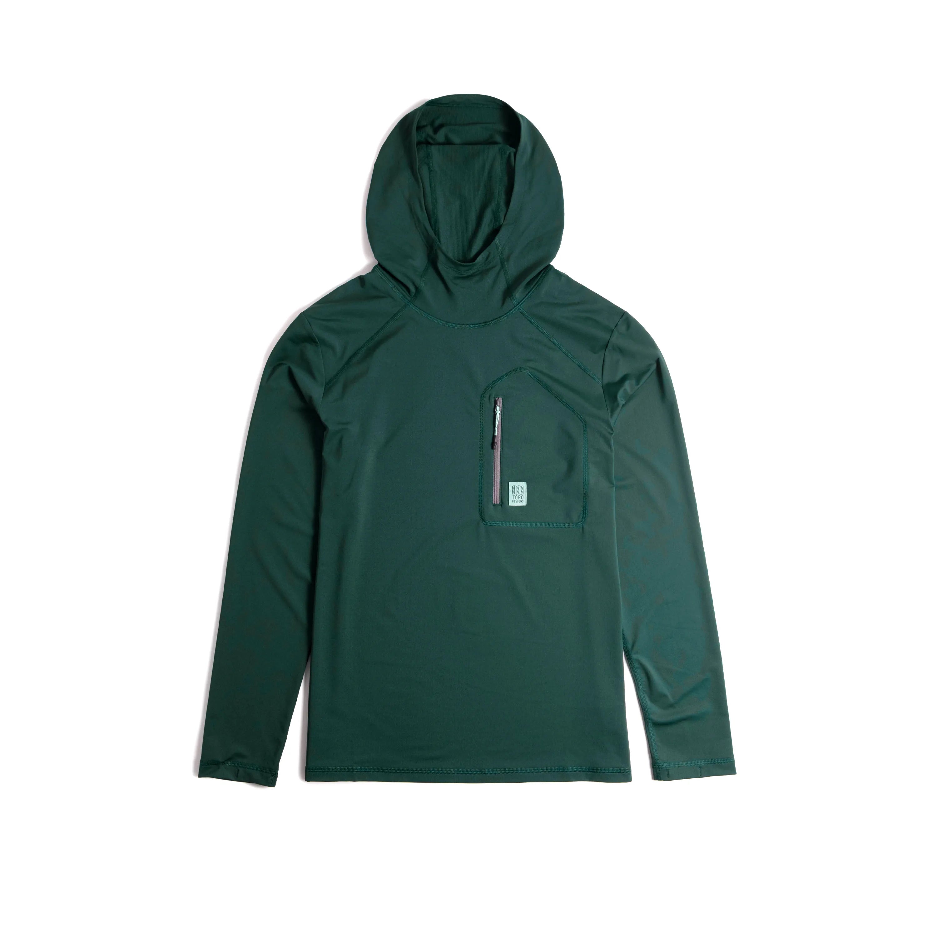 Front View of Topo Designs Sun Hoodie - Men's in "Dark Pine"